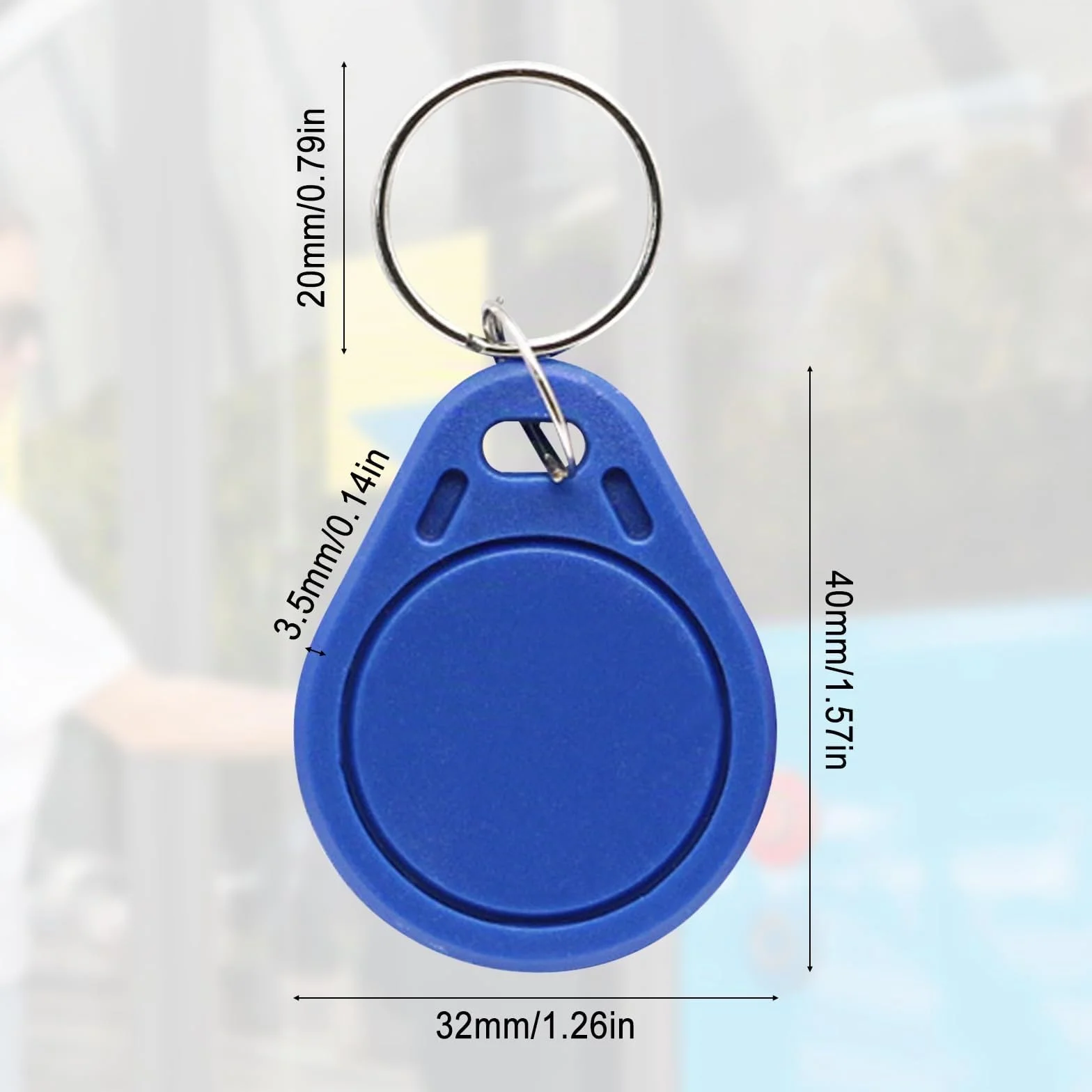 50 pezzi di portachiavi RFID di prossimità riscrivibili da 125 kHz, blu, T5577, tag portachiavi RFID riscrivibili, token NFC utilizzati per copiare/clonare carte