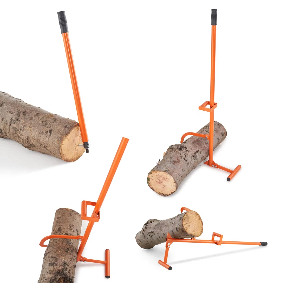 VEVOR Cric per Tronchi, 1219 mm Sollevatore per Tronchi in Acciaio per Impieghi Gravosi, Rullo per Tronchi Multifunzionale, Gancio Regolabile per Inclinazione, Martinetto per Tronchi, Diametro 381 mm