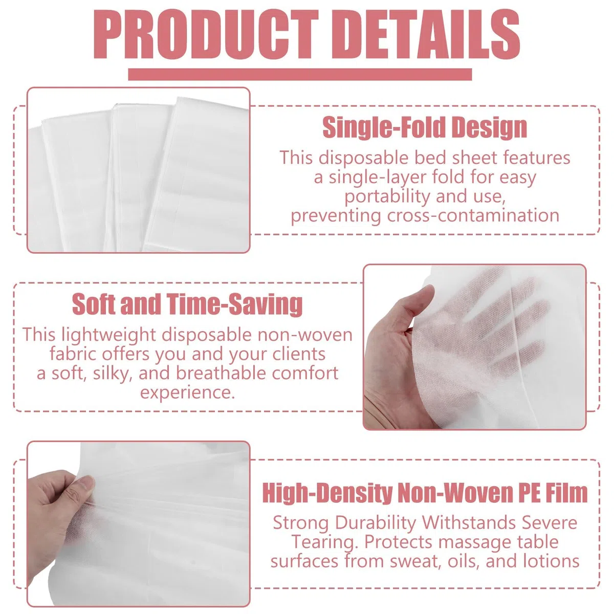 YAYODS 100 lenzuoli usa e getta, 100 x 200 cm, per massaggi monouso, con angoli elasticizzati, in morbido tessuto non tessuto, monouso, biancheria da letto