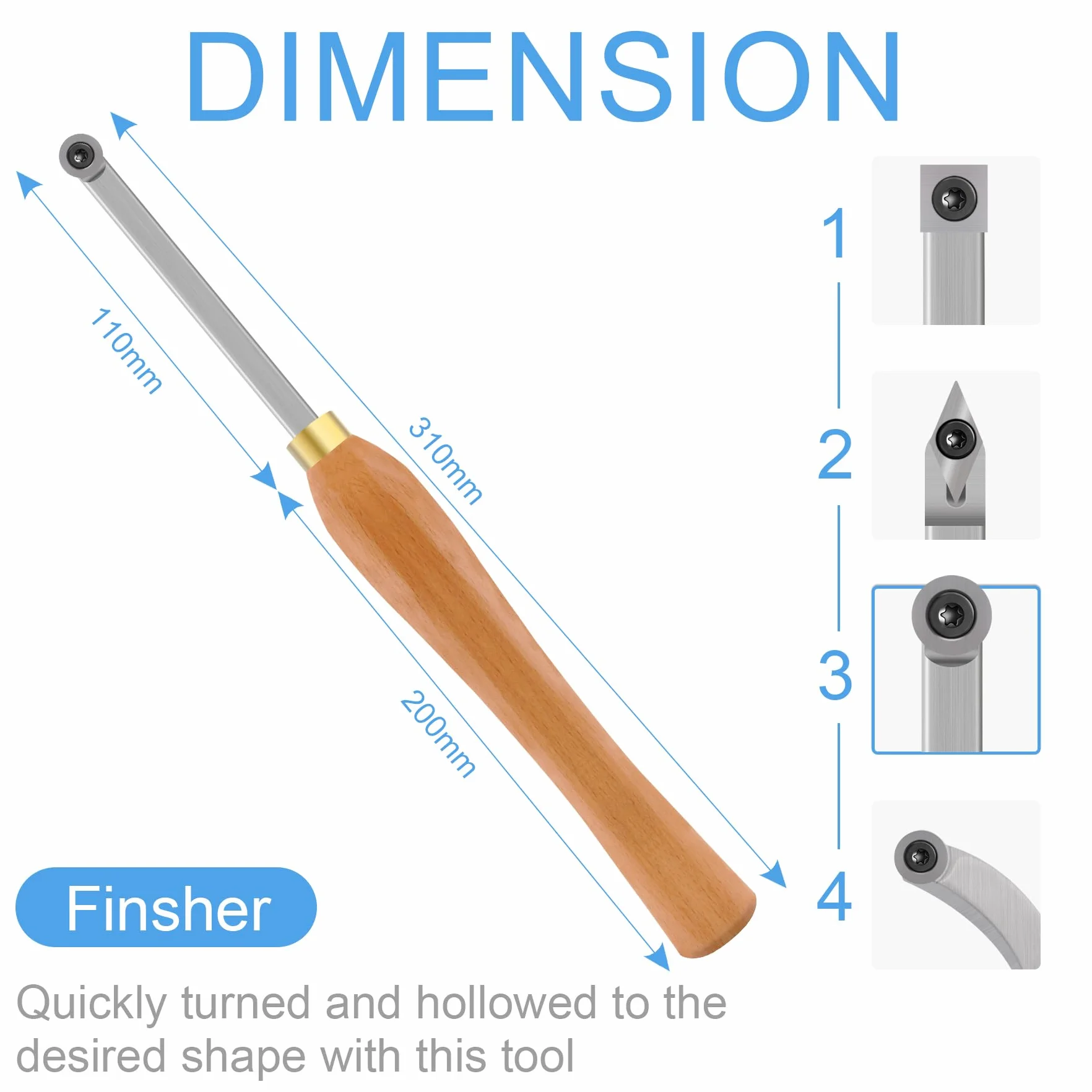 Mini Scalpello da Tornio Professionale con Inserti Rotondi in Carburo da 12mm,Strumento per Tornitura Legno per Professionisti e Hobbisti