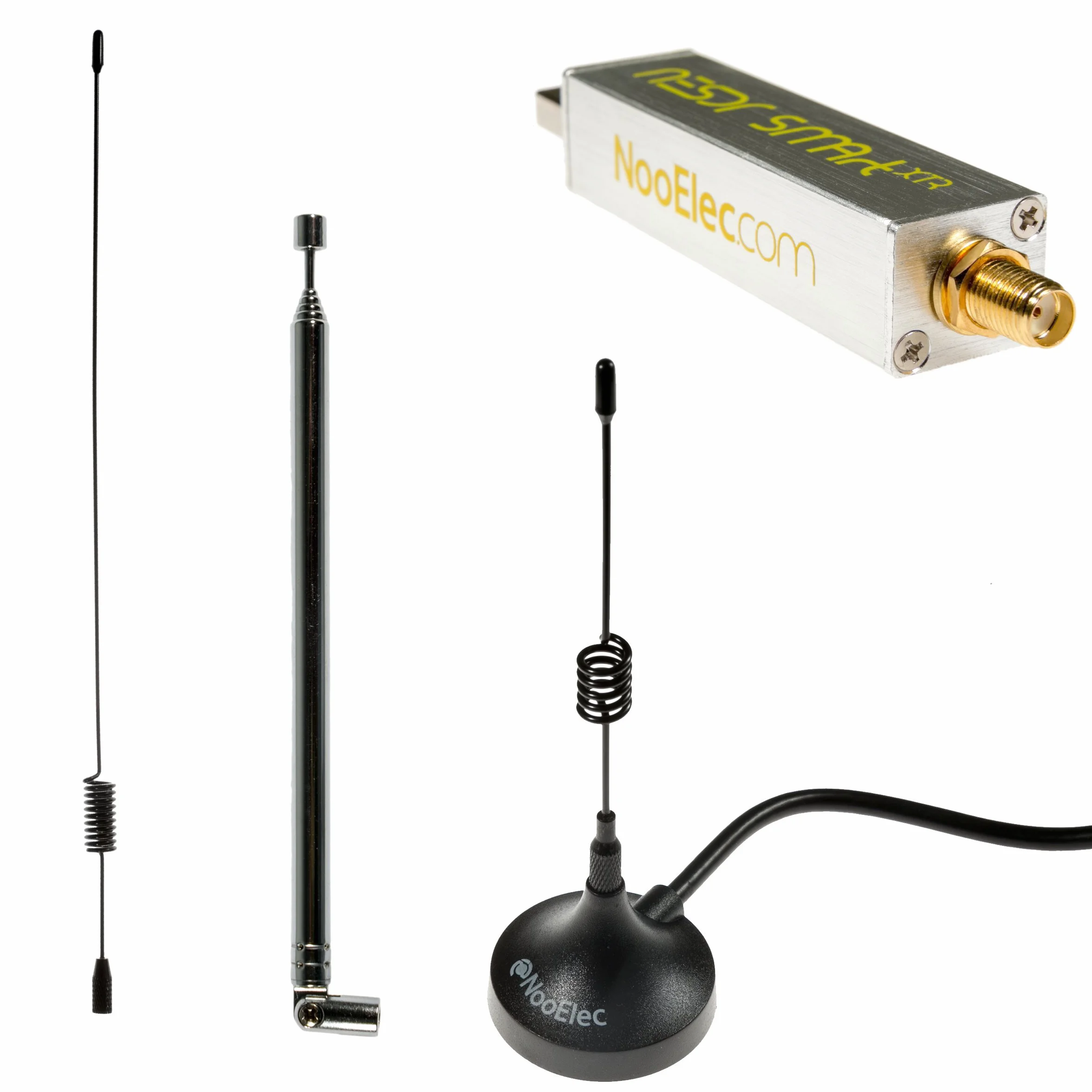 NooElec NESDR SMArt XTR Bundle - Premium RTL-SDR w / Extended Range di sintonia, Recinzione di alluminio, 0,5ppm TCXO, SMA di ingresso e 3 antenne. RTL2832U & E4000-Based Software Defined Radio