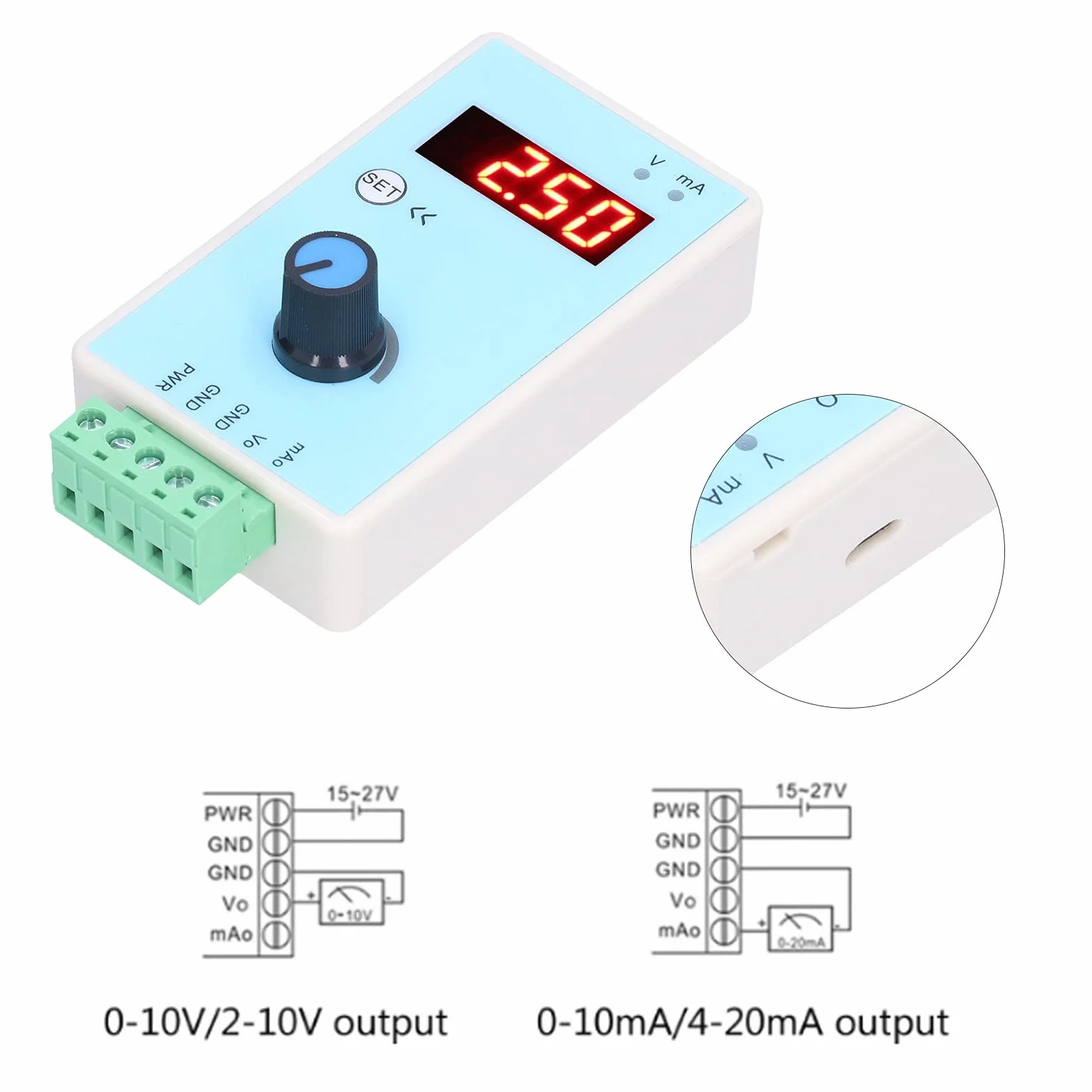 Eujgoov Generatore di Segnale Analogico, Generatore di Segnale di Tensione di Corrente Interfaccia di Alimentazione USB Simulatore Analogico 0‑10V/2‑10V 0‑20mA/4‑20mA