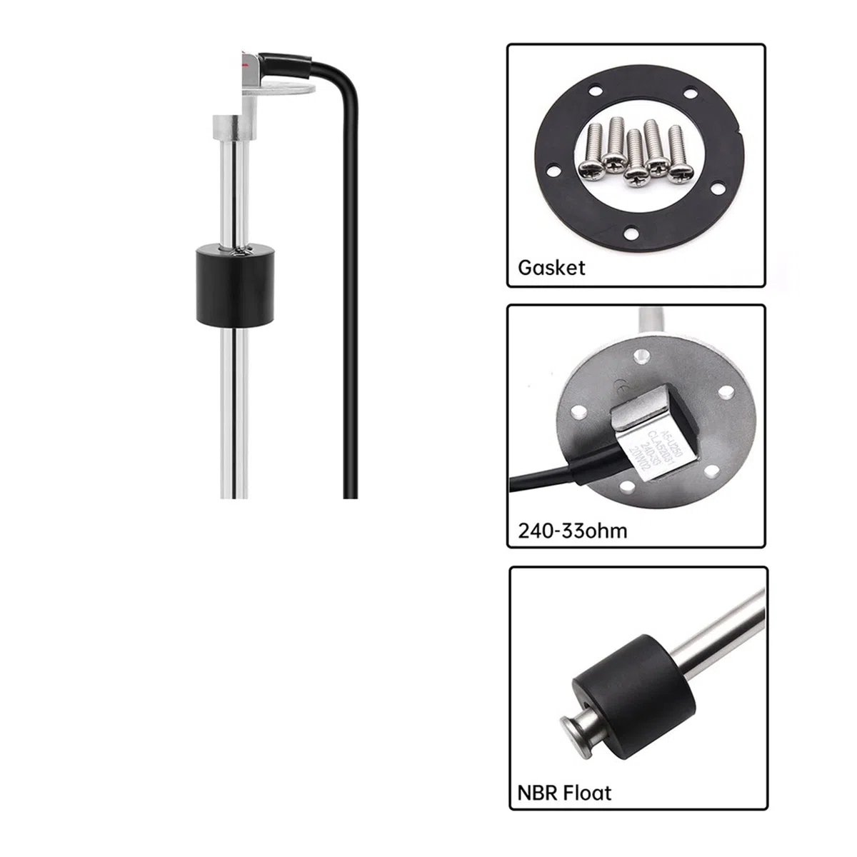 240-33 Ohm Sensore livello acqua/carburante Misura serbatoio olio benzina universale carburante in acciaio inossidabile,Monitor preciso(325mm)
