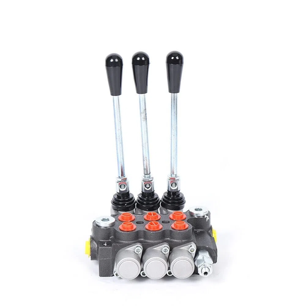 Valvola a leva manuale idraulica, valvola direzionale multidirezionale, 40 l/min, 3 vani, valvola di controllo manuale, 3600 PSI, valvola idraulica, cilindro a doppia azione