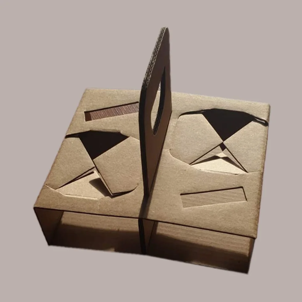 Lucgel Cestino Porta 2 Bicchieri Asporto Caffè Cappuccino in Carta Avana 15x12,5H5 cm 100 pezzi