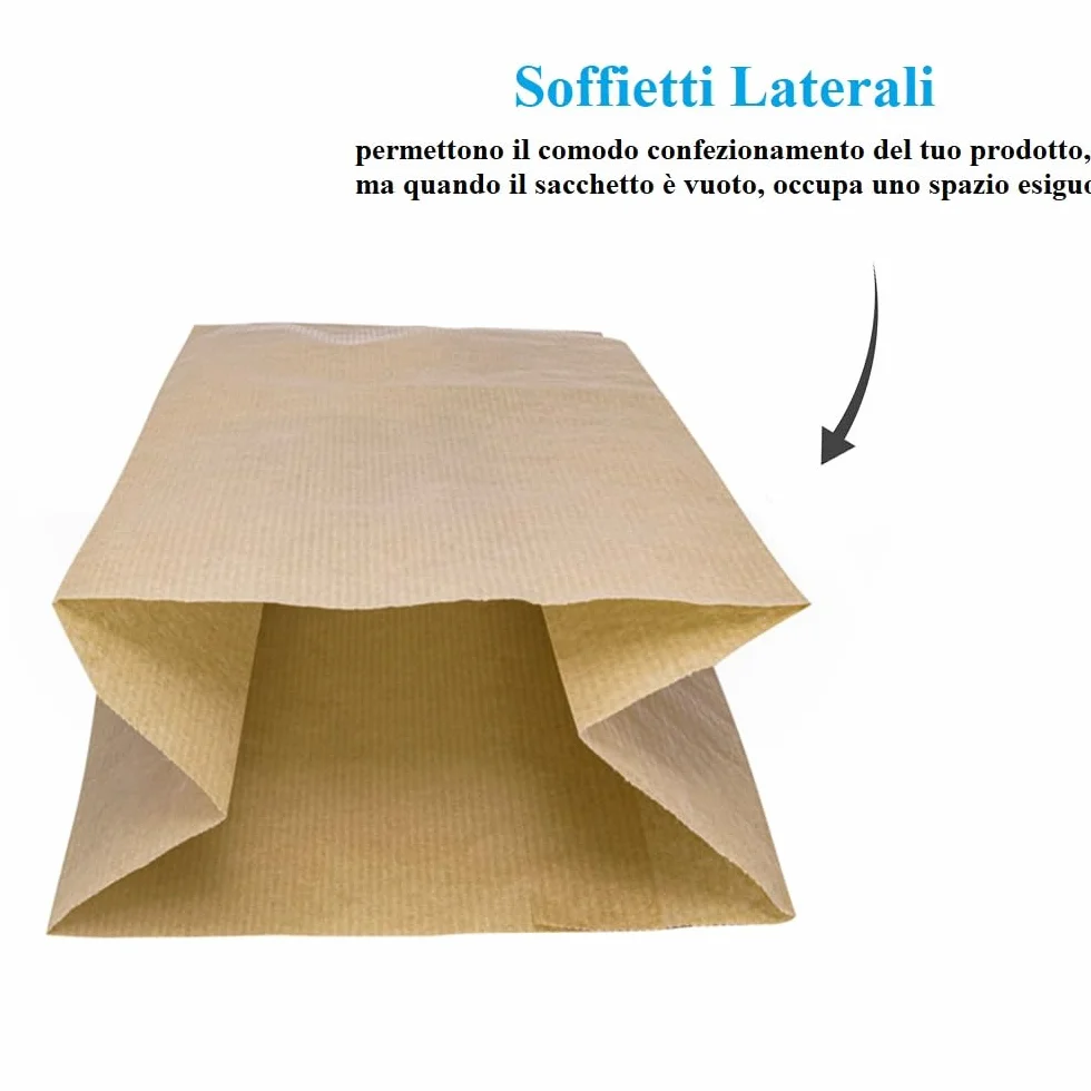 Virsus 1000 Sacchetti di Carta per Alimenti colore Avana, misura 17x38 cm, Buste in carta Kraft per Trasporto di Cibi e Oggetti