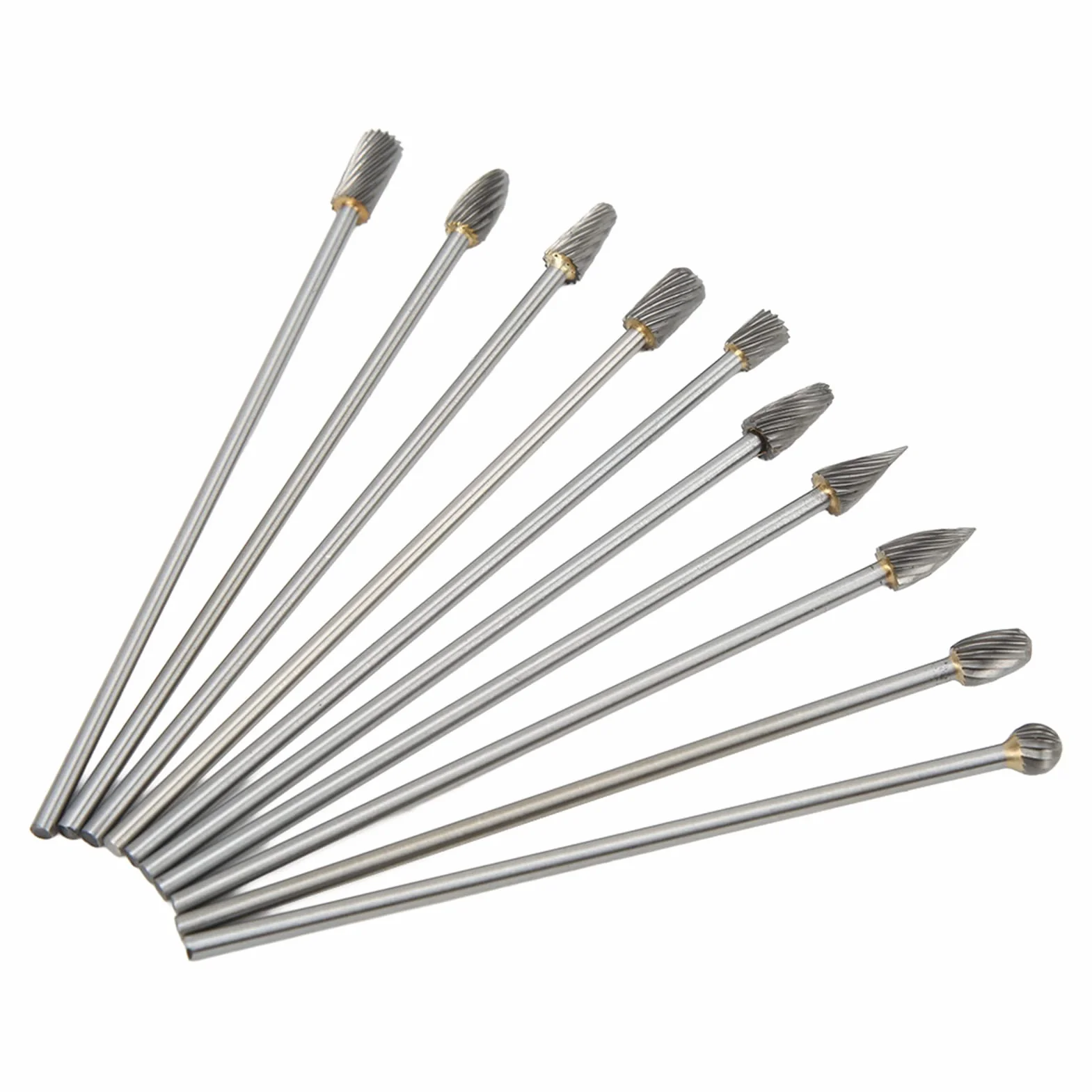Set di Frese Rotanti in Carburo 10 Pezzi, Lime per Sbavature Multifunzione con Gambo 3 mm