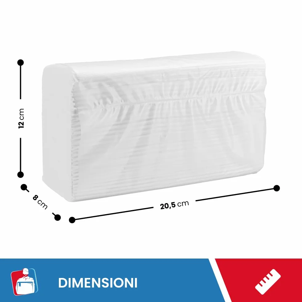Asciugamani Monouso Carta Piegate a Z 24x21cm 2 Veli 3750 Pezzi