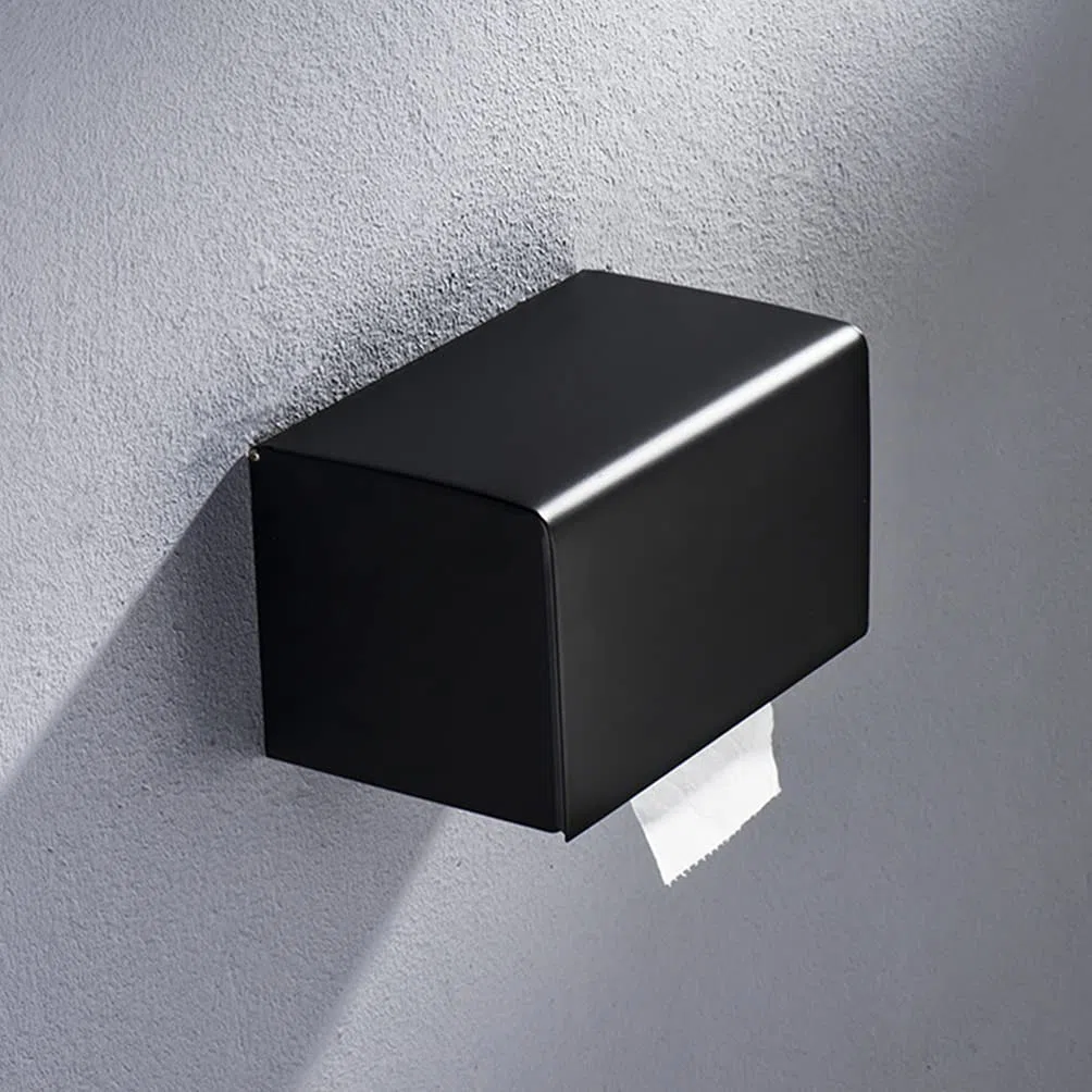Cabilock Porta Fazzoletti Design Salvaspazio da Parete in Acciaio Inossidabile Nero Resistente alla Ruggine e Contenitore per Bagno