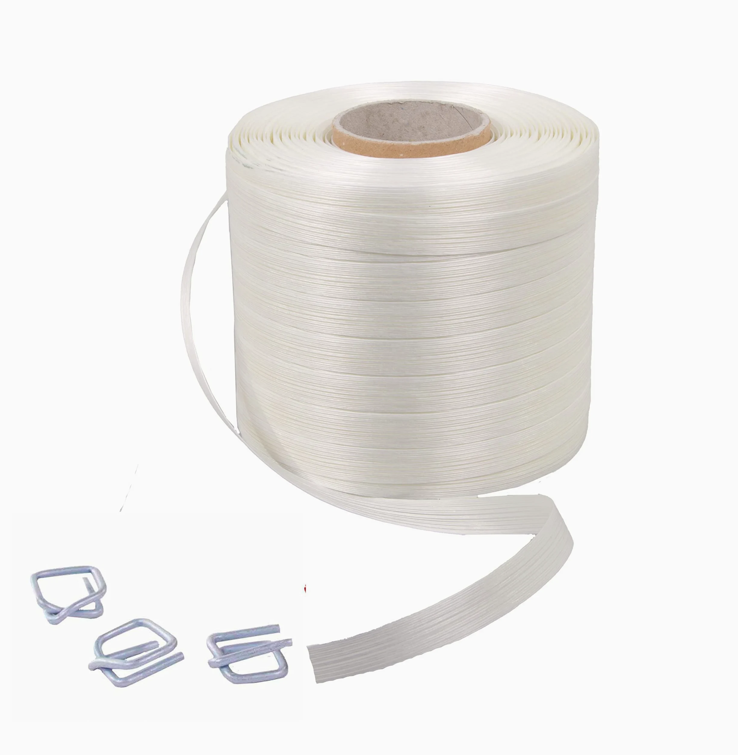 Set di fascettatura | 500 fibbie (morsetti) 16 mm + 1 rotolo di nastro poliestere 16 mm x 850 m | Set completo per il fissaggio durante il trasporto e l'imballaggio