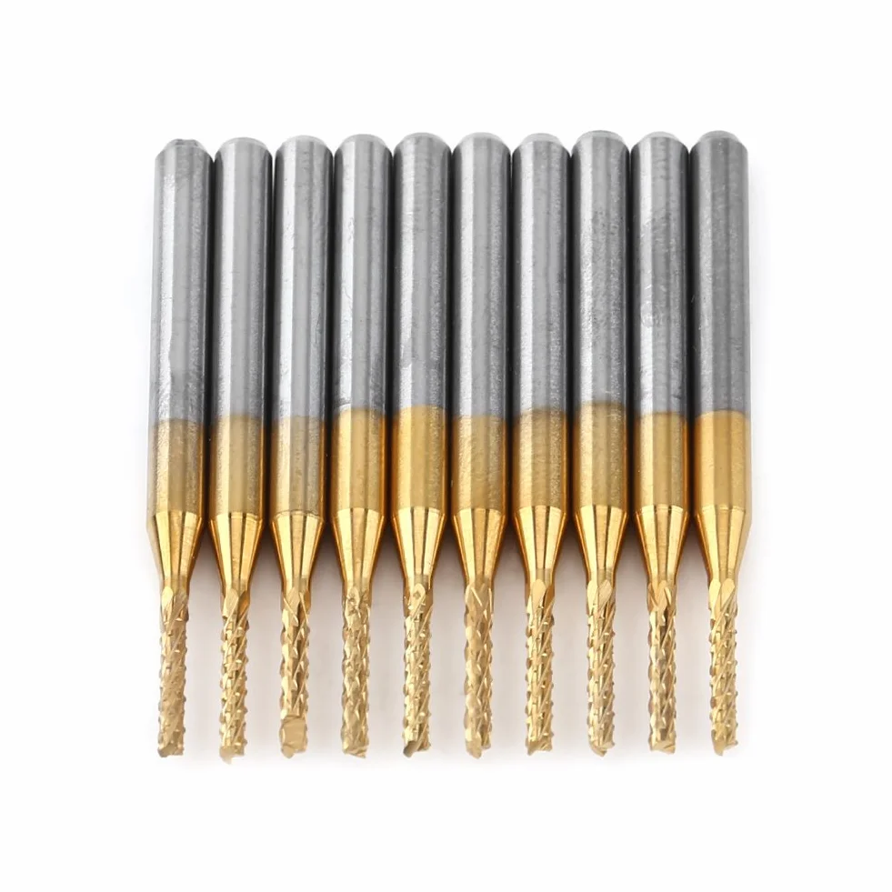 Punte per Frese 10Pcs 1.5mm 1/8'' in Carburo - Punte per Incisione Rivestite in Tungsteno - Fresa a Candela per PCB, Fibra di Plastica, Carbonio