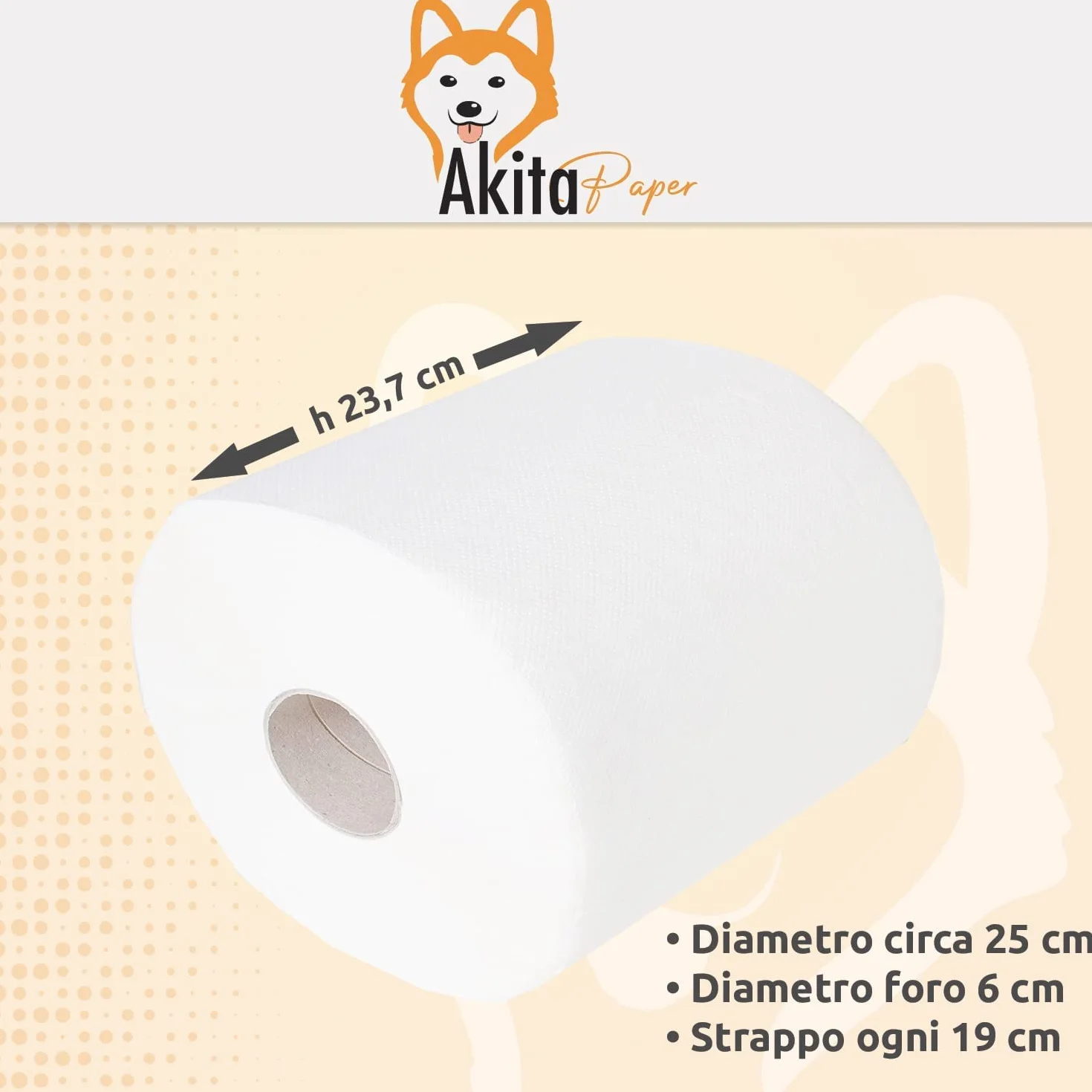 Carta Asciugatutto 6400 strappi 8 Kg 2 veli pura cellulosa Microgoffratura Rotoloni uso alimentare