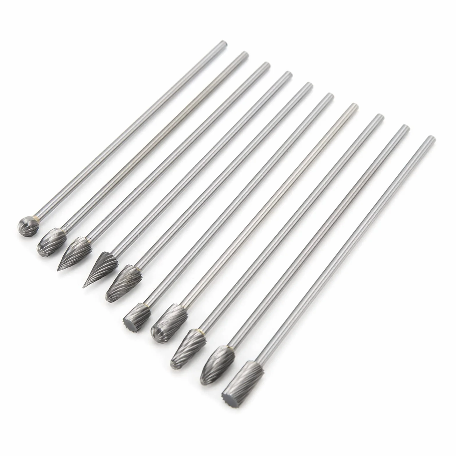 Set di Frese Rotanti in Carburo 10 Pezzi, Lime per Sbavature Multifunzione con Gambo 3 mm