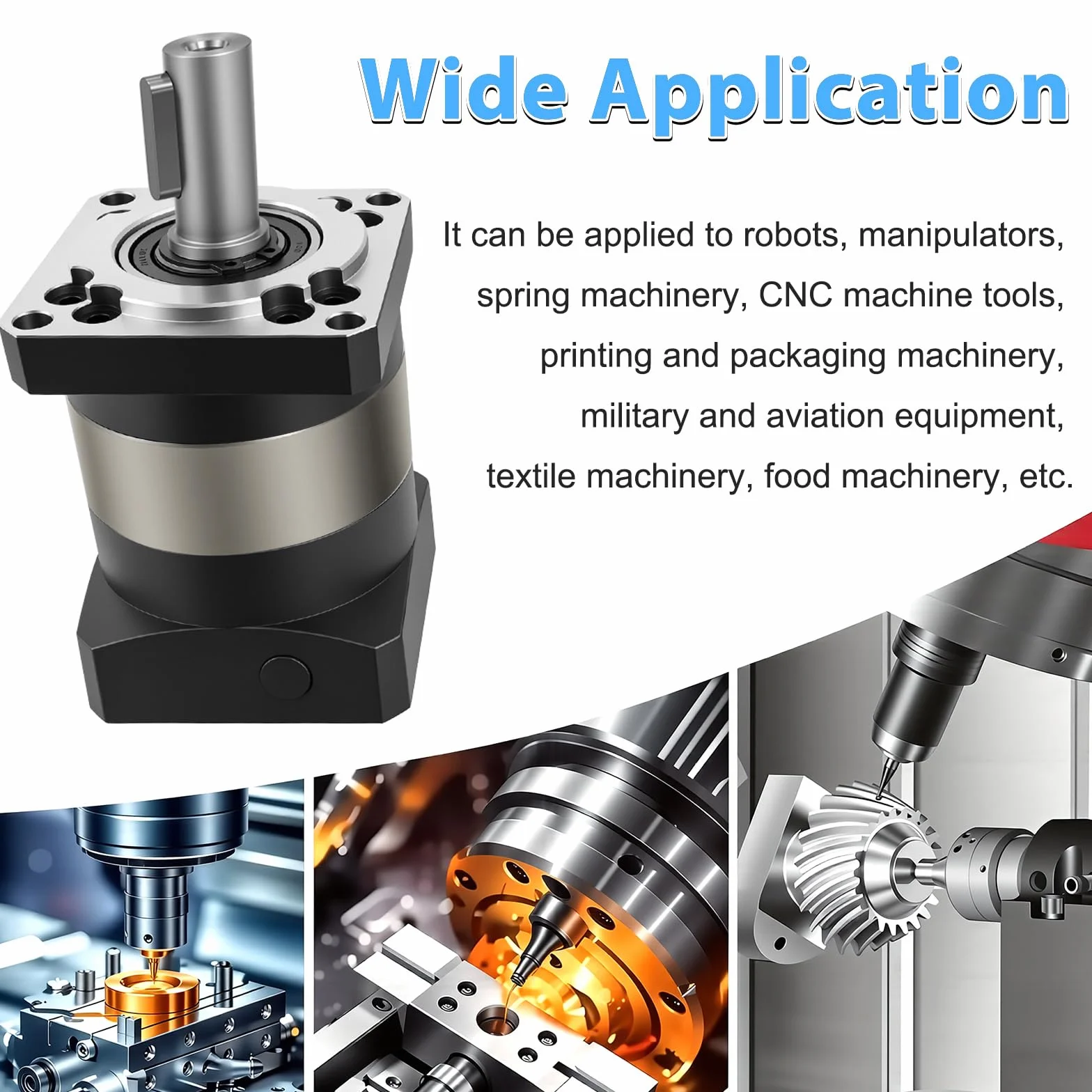 Rapporto di trasmissione 10:1 Riduttore cambio planetario ad alta precisione 4000 giri/min Contraccolpo 7 arc-min per albero da 14mm/11mm Motore servo 200W 400W 60mm per router CNC, tornio da banco