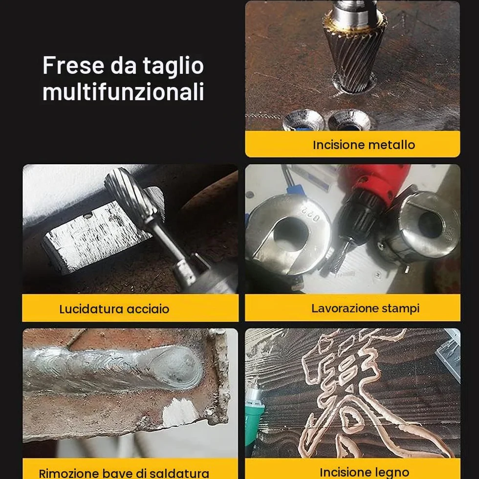 ASNOMY 5Pz Frese Rotanti in Metallo, Carburo Tungsteno 6x10mm per Lavorazione del Legno
