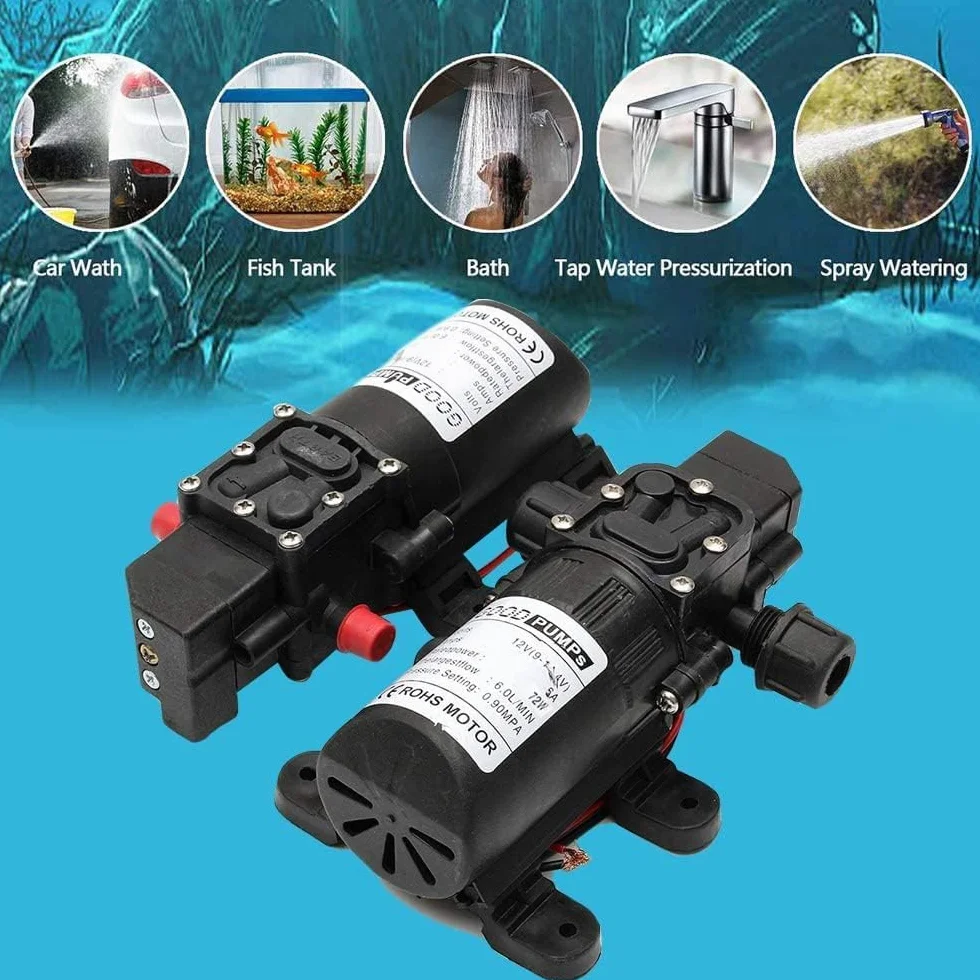 DC 12V 0.9Mpa 4-6L/Min Acqua Ad Alta Pressione Diaframma 70W Pompa autoadescante