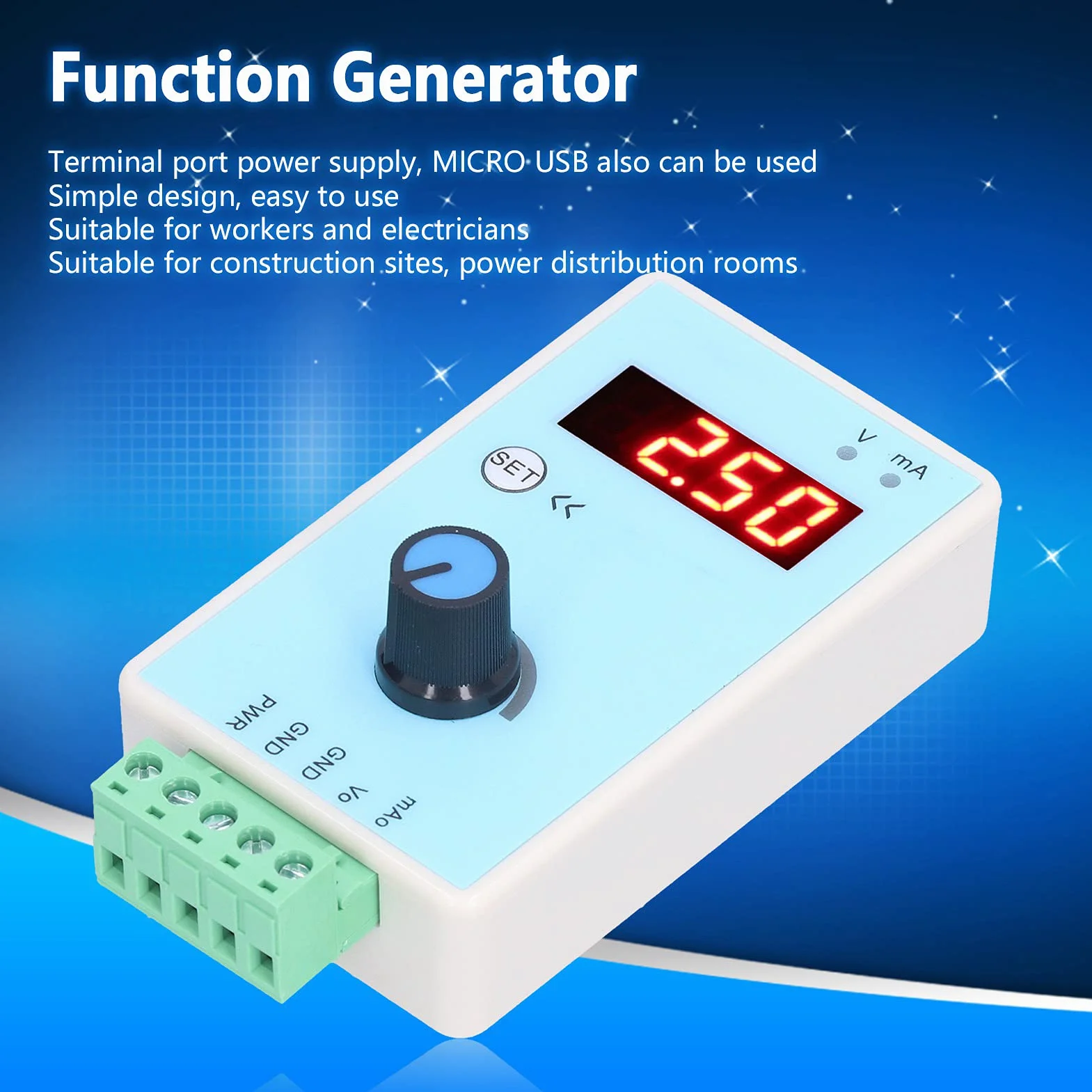 Eujgoov Generatore di Segnale Analogico, Generatore di Segnale di Tensione di Corrente Interfaccia di Alimentazione USB Simulatore Analogico 0‑10V/2‑10V 0‑20mA/4‑20mA