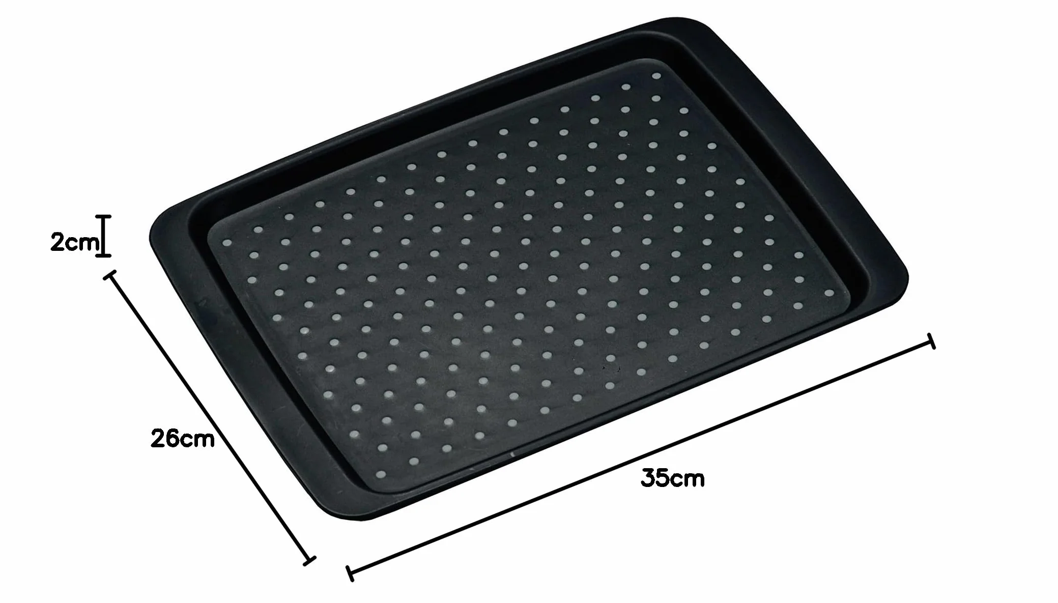 Kesper 77221 Vassoio Antiscivolo in plastica, Colore: Nero, 35 x 26 x 2 cm (Confezione da 2)