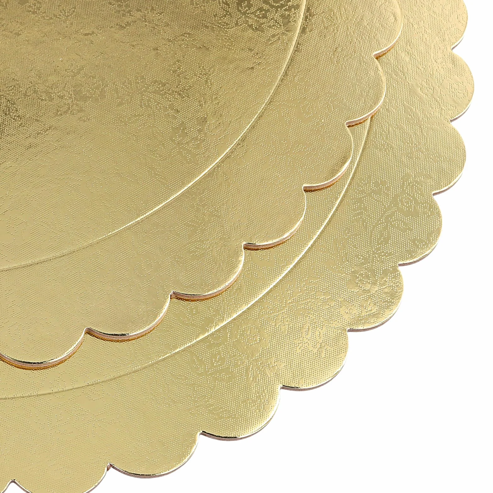 MUKSEUT Vassoi rotondi per torte 30 cm confezione da 25, base rotonda ondulata 2 mm, oro
