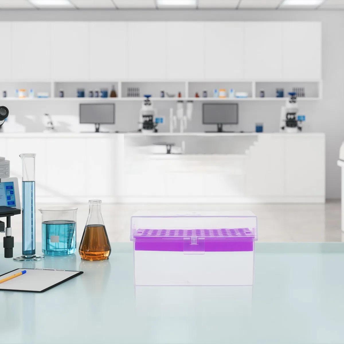 Scatola Porta-Punte in Plastica per Pipette da Laboratorio con Coperchio, Contenitore per Provette da Microcentrifuga, Organizer per Conservazione e Stoccaggio in Campo