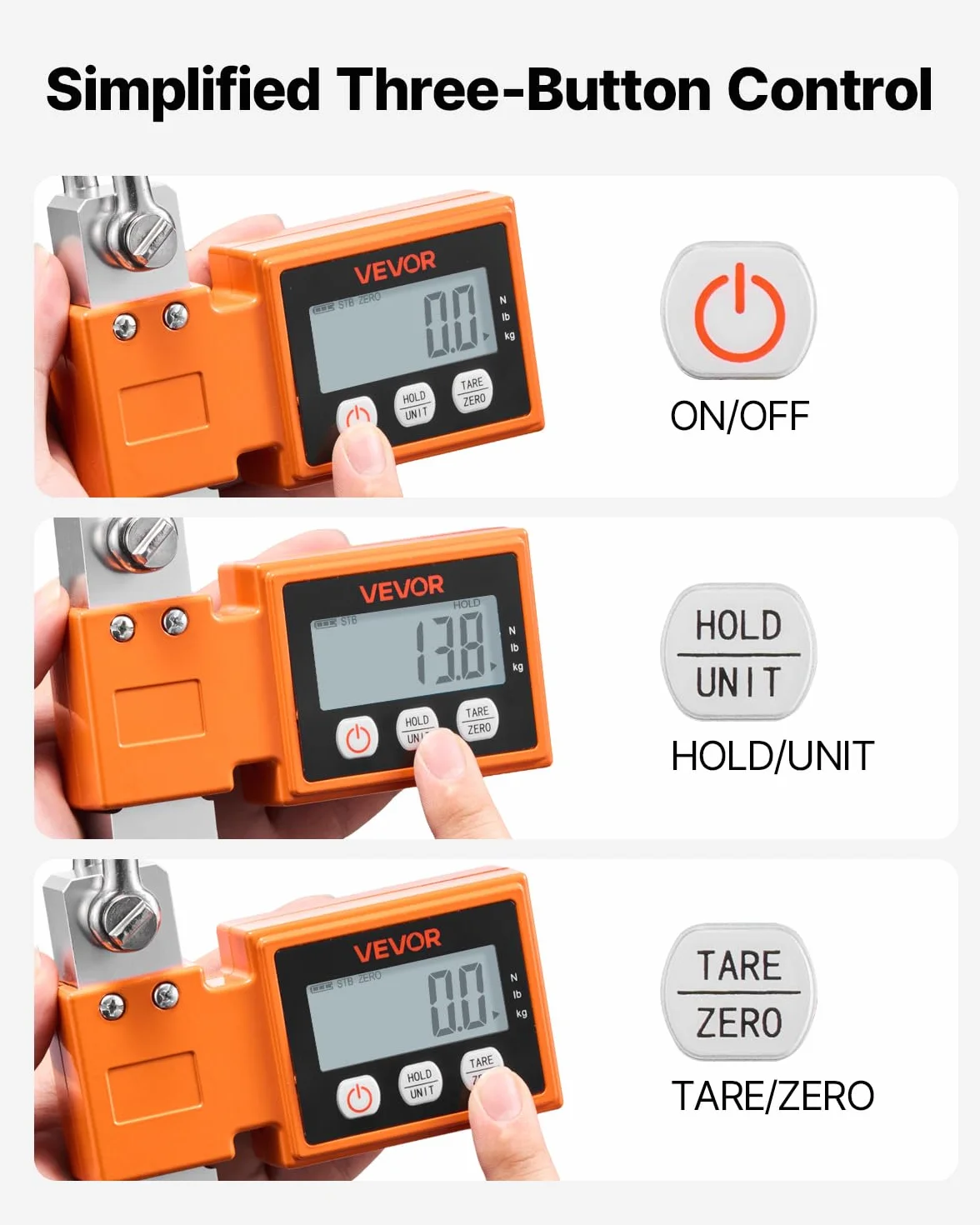 VEVOR Bilancia Elettronica per Gru 500 kg, Bilancia Industriale Sospesa, Alluminio Pressofuso, LCD, 100 g