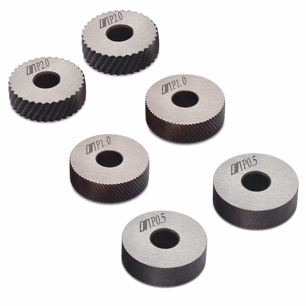 Set di ruote zigrinate in acciaio a doppia ruota con denti inclinati ruota diagonale set di ruote zigrinate lineari passo 0,5 mm 1 mm 2 mm per tornio