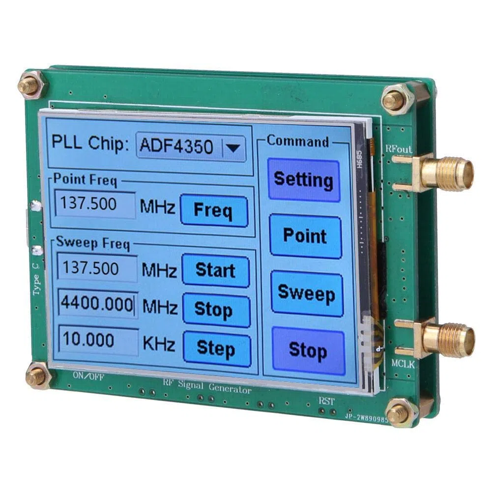 Generatore Di Segnale RF Generatore di Segnale Alta Precisione Full Touch Screen RF Sweep Dot Modulo di Frequenza Radio PC Contatore con Cavo Dati SMA Femmina ADF4350