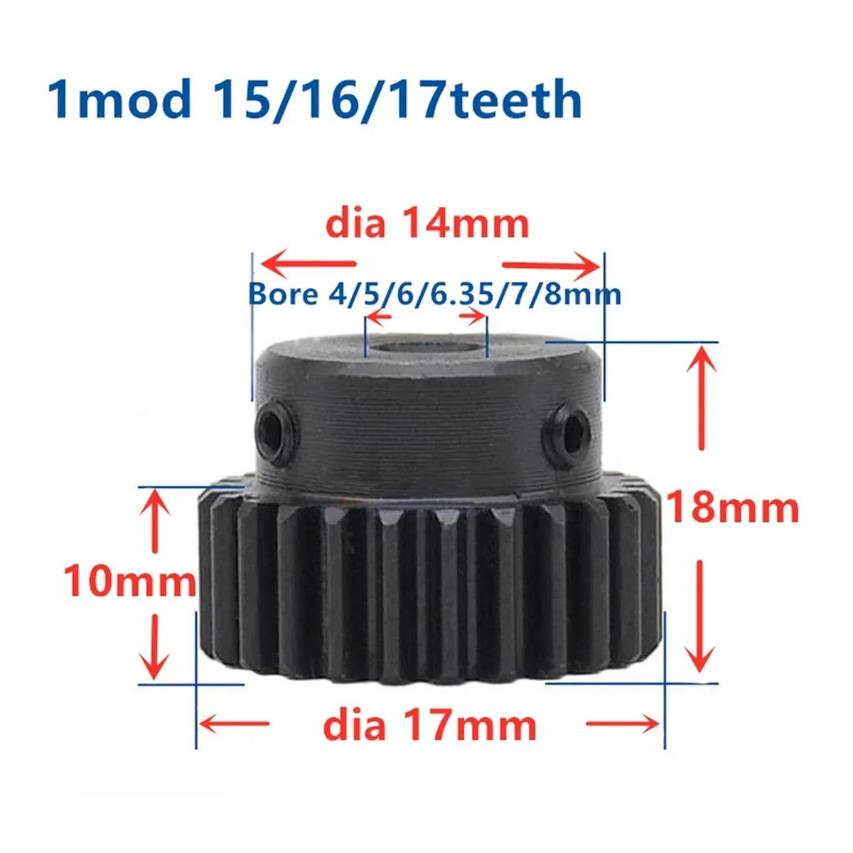 macchinari Pignone industriale 2pcs 1mod 10 * 10 * 500mm cremagliera + 2pcs 15denti 16denti 17denti cremagliera CNC rack 45 # acciaio (dimensioni: 8mm, colore: 15 denti)