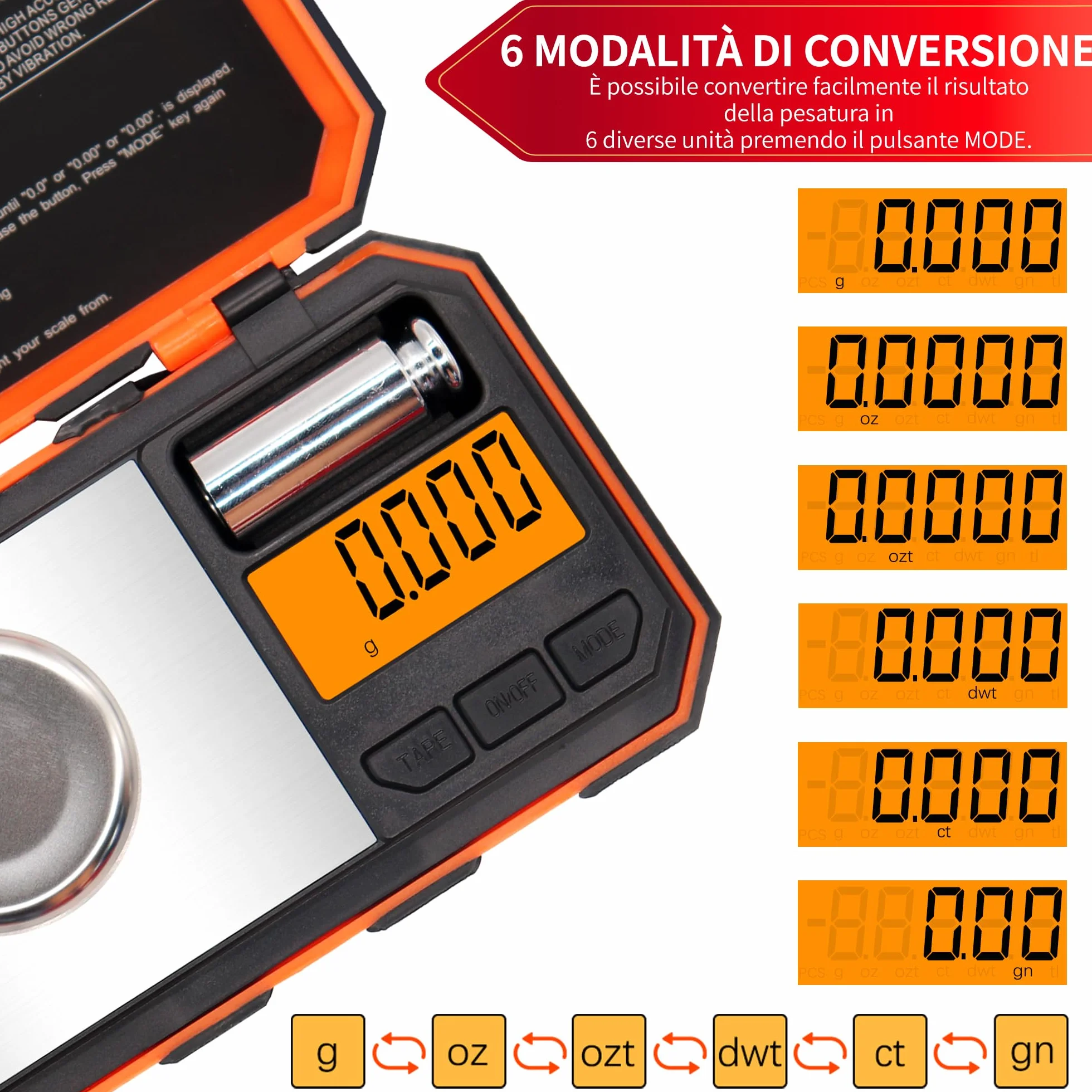 UNIWEIGH Bilancia digitale per milligrammi 50g/ 0,001g, Bilancia portatile con display LCD, Tara, Bilancia digitale per gioielli, Bilancia per microgrammi per polvere, oro, pietre preziose, Ricarica