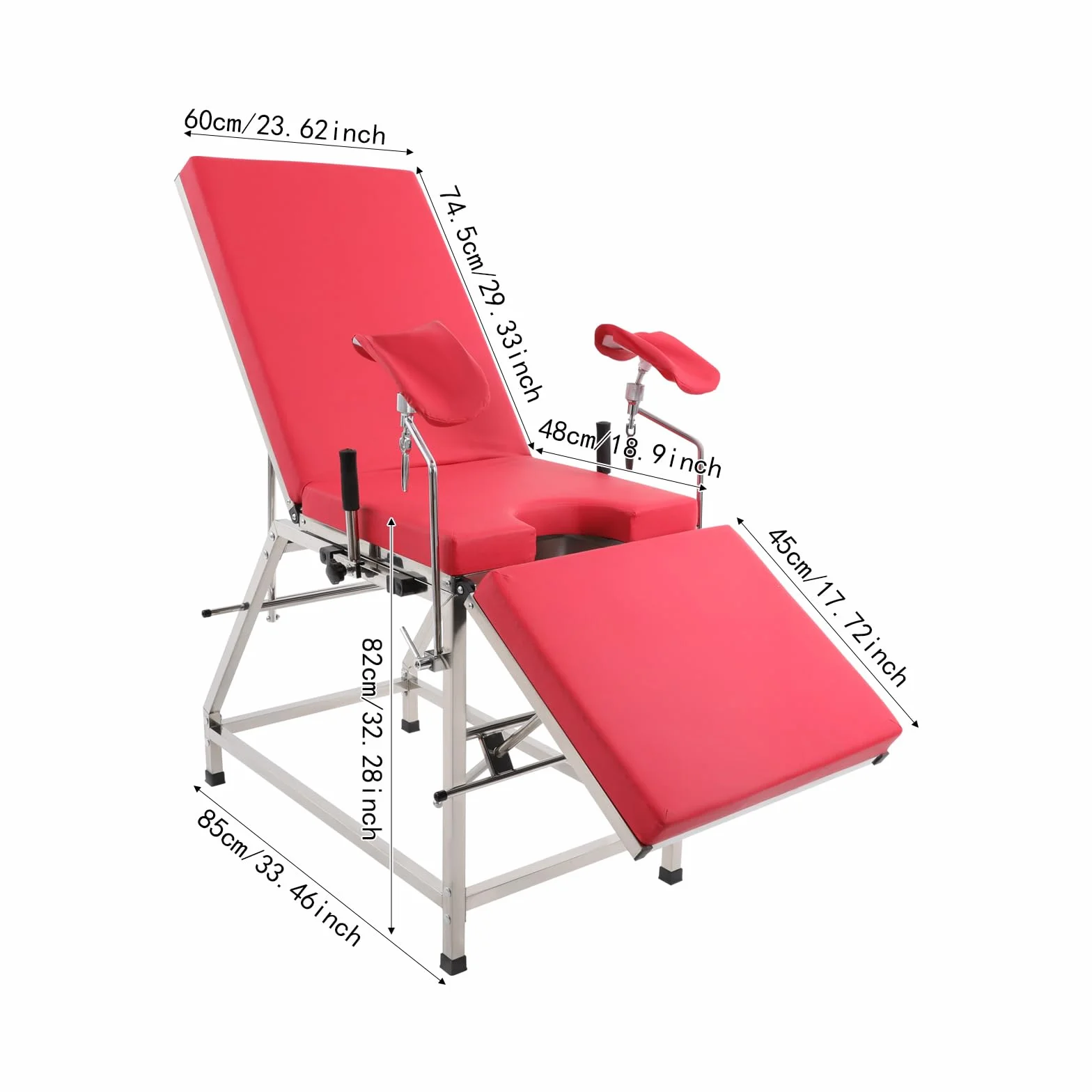 Sedia ginecologica Ginecologica Sedia Ginecologica Portatile con Schienale Regolabile e Supporto Gamba, Portata 200 kg, Adatto per ospedali e reparto maternità (rosso)