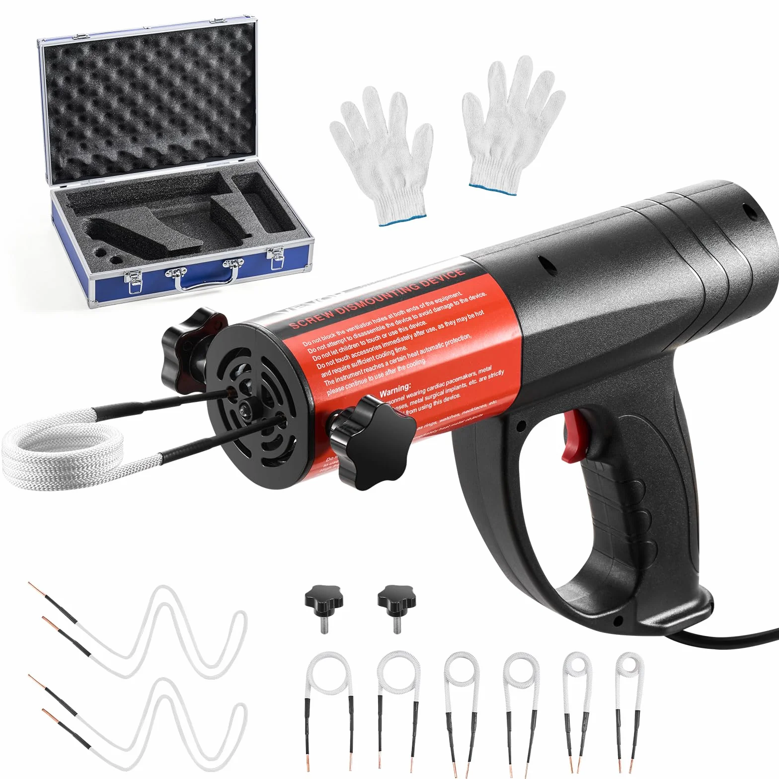 VEVOR Rimozione Bulloni Riscaldatore a Induzione, 1500 W 230 V, Strumento Portatile per la Rimozione di Dadi, Mini Macchina Riscaldante per la Rimozione di Viti Arrugginite, con 8 Bobine e Scatola
