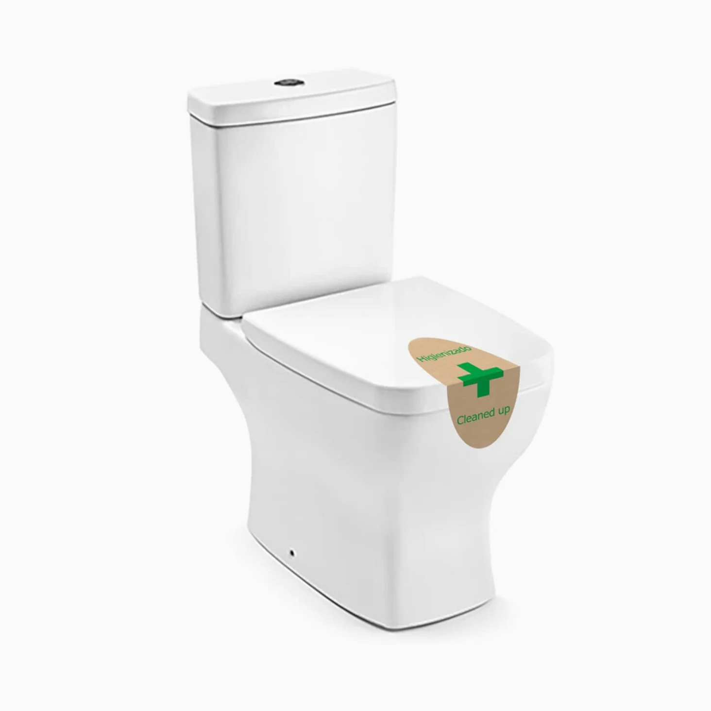 Sigillo WC 1000 unità adesivo rimovibile. Materiale: carta couché, patinata. Dimensioni: 64x120 mm. Messaggio verde, spagnolo, inglese | Garanzia igiene e pulizia.