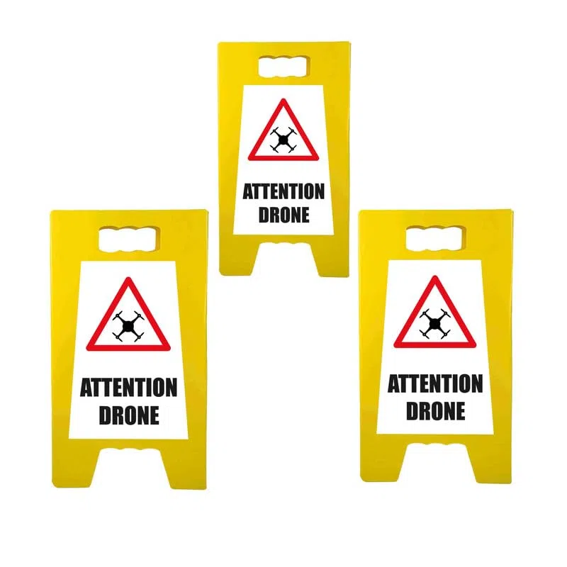 Cavalletto di segnalazione "DRONE" di dimensioni 55 x 31 cm, confezione da 3