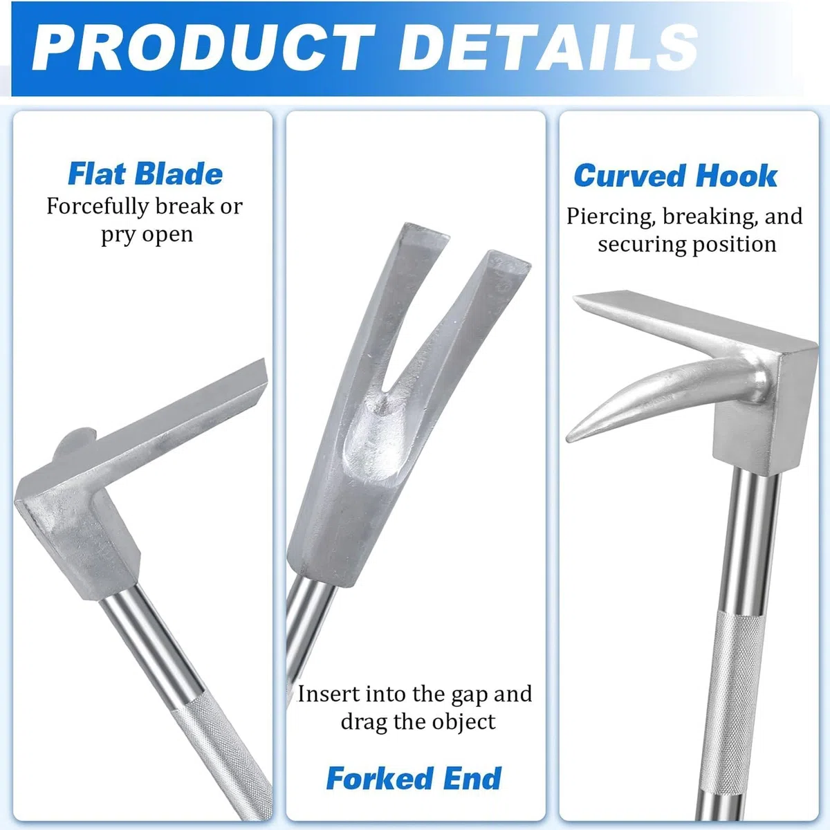 Strumento Halligan Bar, leva da 30"/36"/24" per vigile del fuoco con manico antiscivolo, strumento multifunzionale per ingresso forzato con testa ascia, punta, forchetta per soccorso d'emerge a 610mm