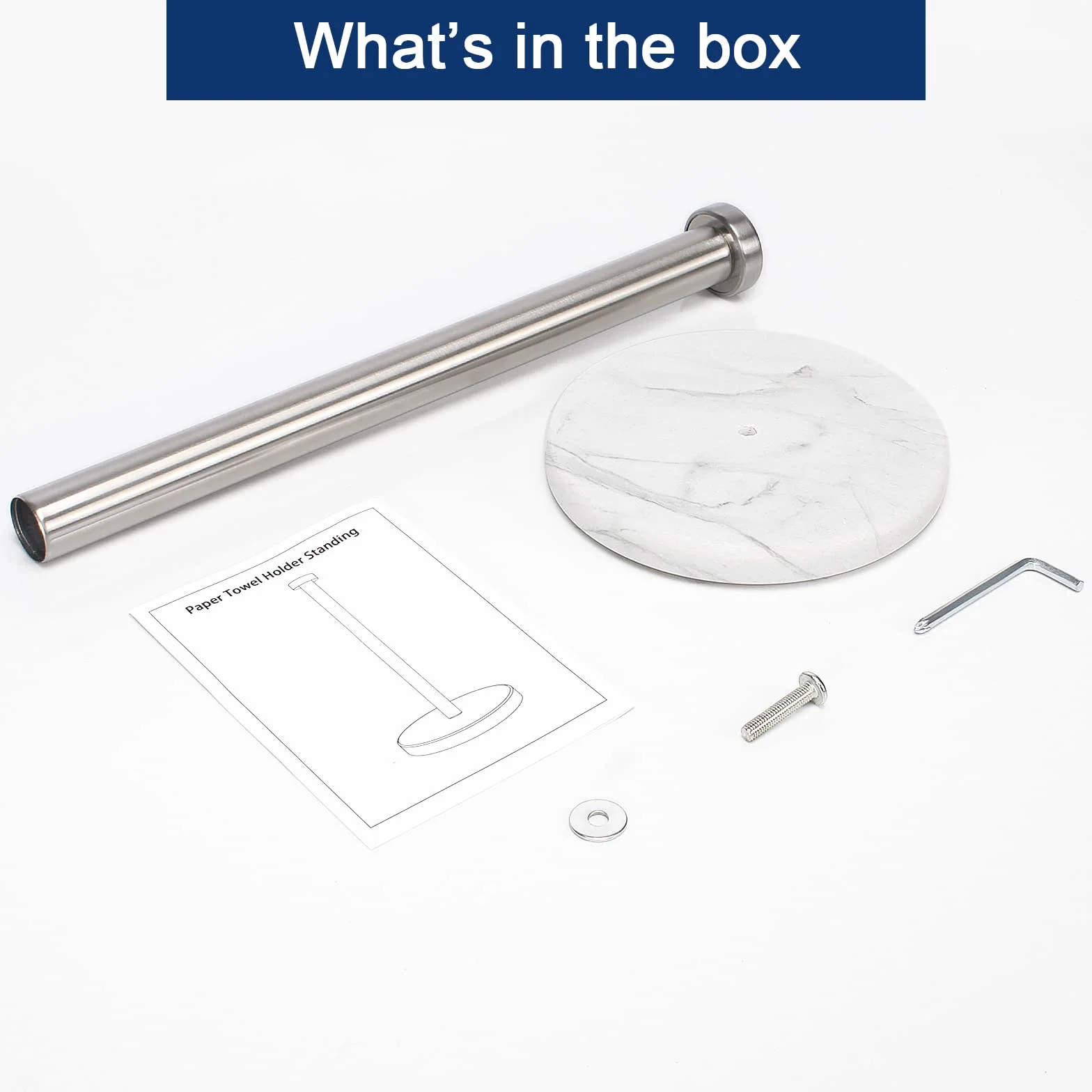 NearMoon Porta asciugamani in carta da cucina, base in marmo, nichel spazzolato