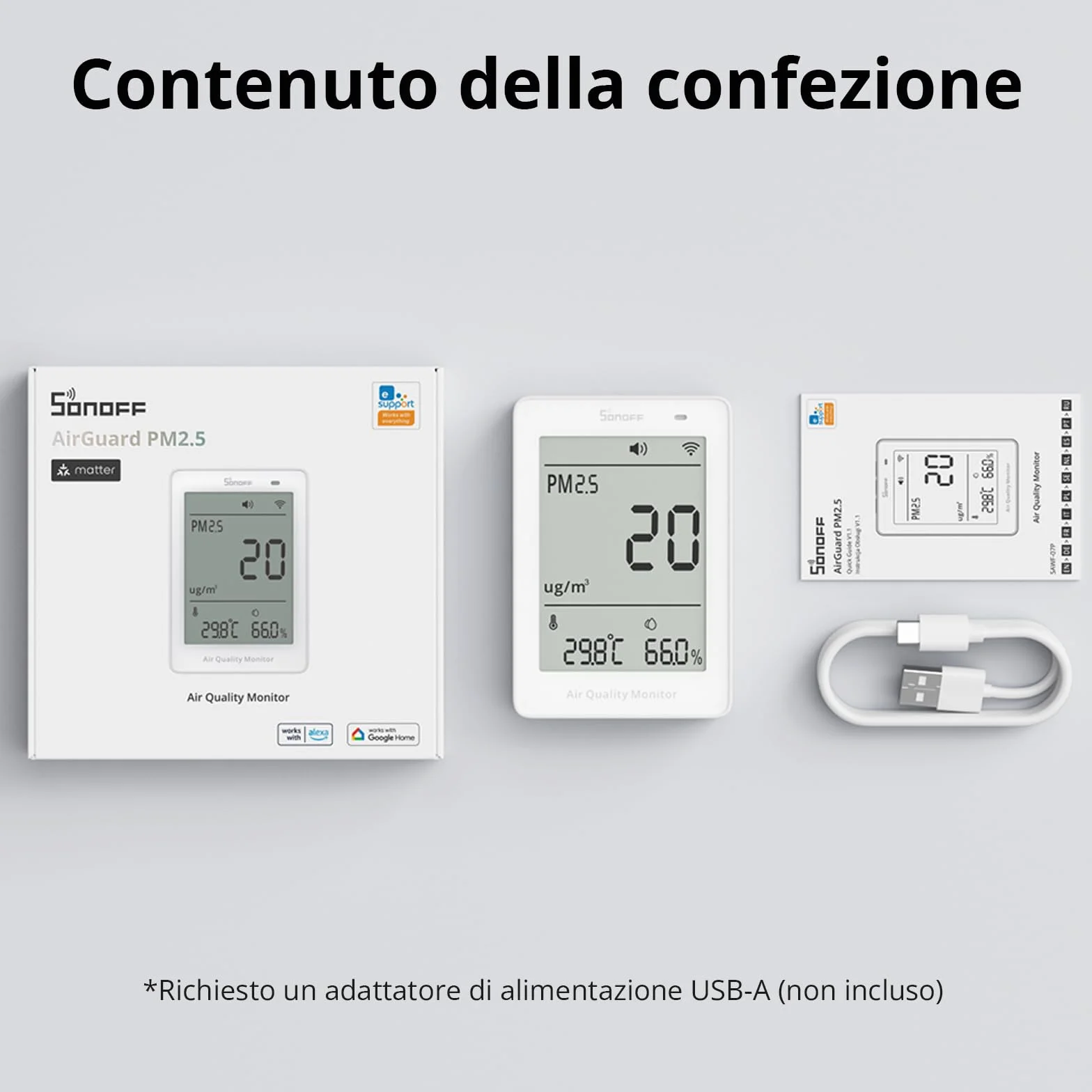 SONOFF Monitoraggio intelligente della qualità dell'aria PM2.5 PM10 Temperatura Umidità Display Allarme