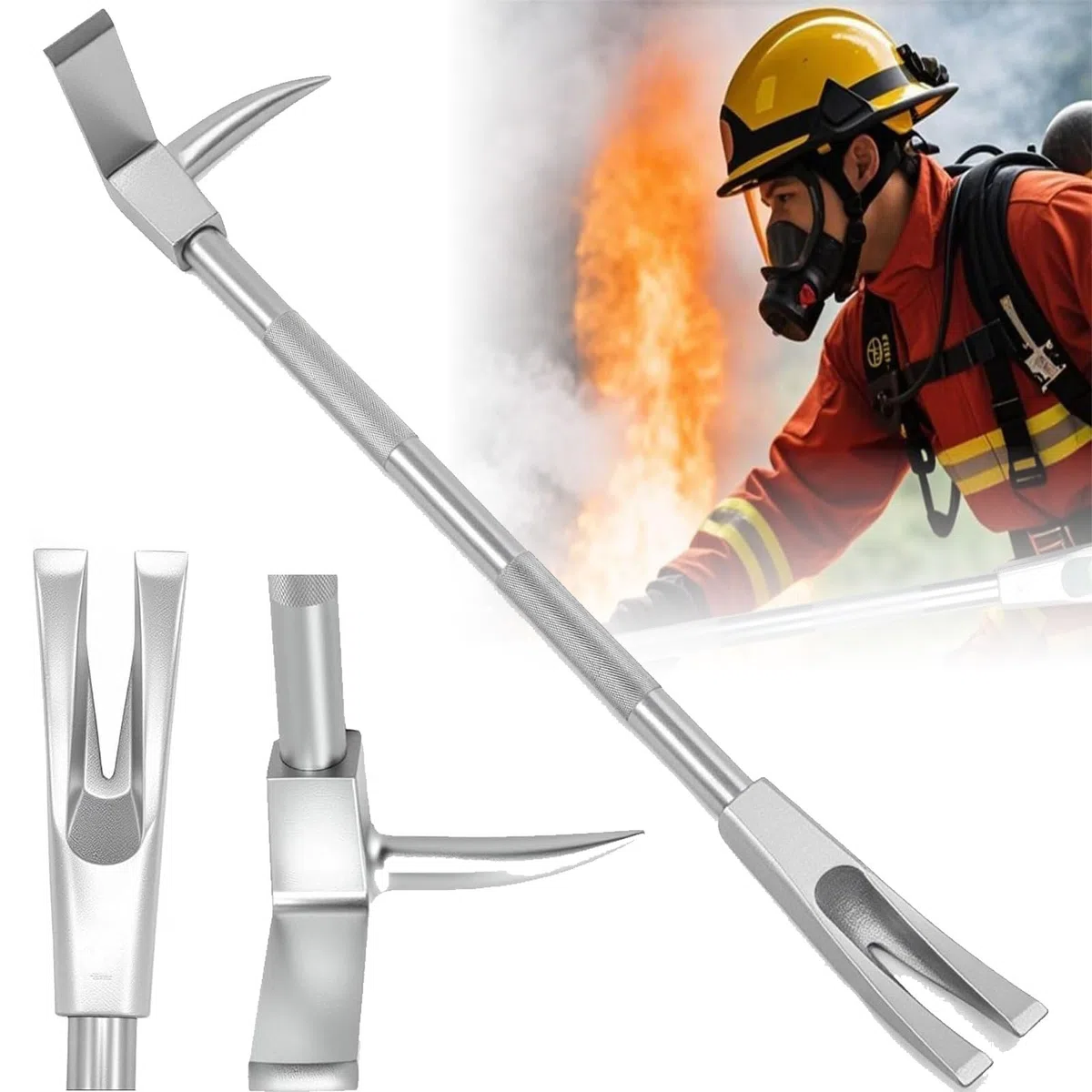 Strumento Halligan Bar, leva da 30"/36"/24" per vigile del fuoco con manico antiscivolo, strumento multifunzionale per ingresso forzato con testa ascia, punta, forchetta per soccorso d'emerge a 610mm