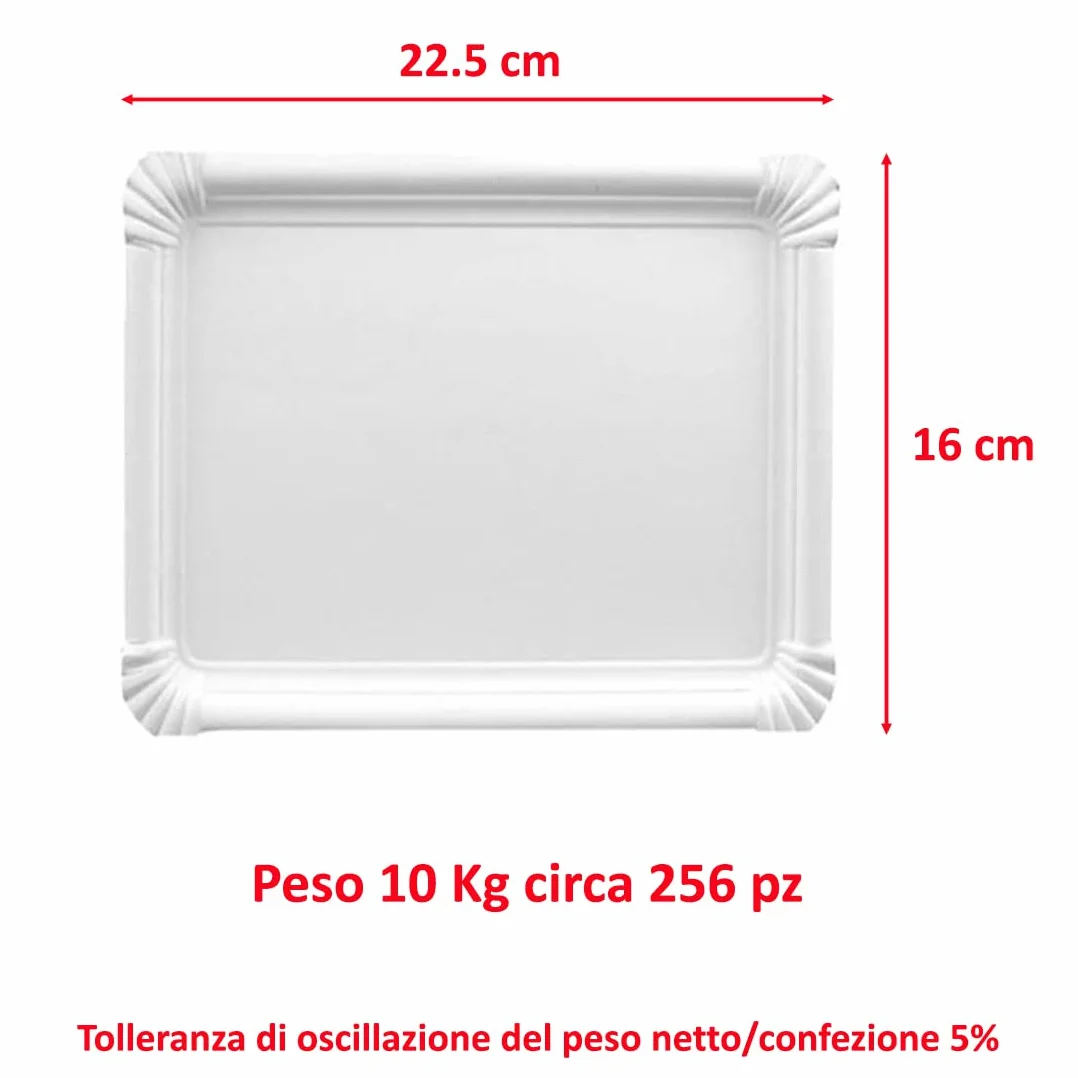 MAQA 10 kg Vassoio Rettangolare per Dolci 16x22.5 cm Bianco Usa e Getta