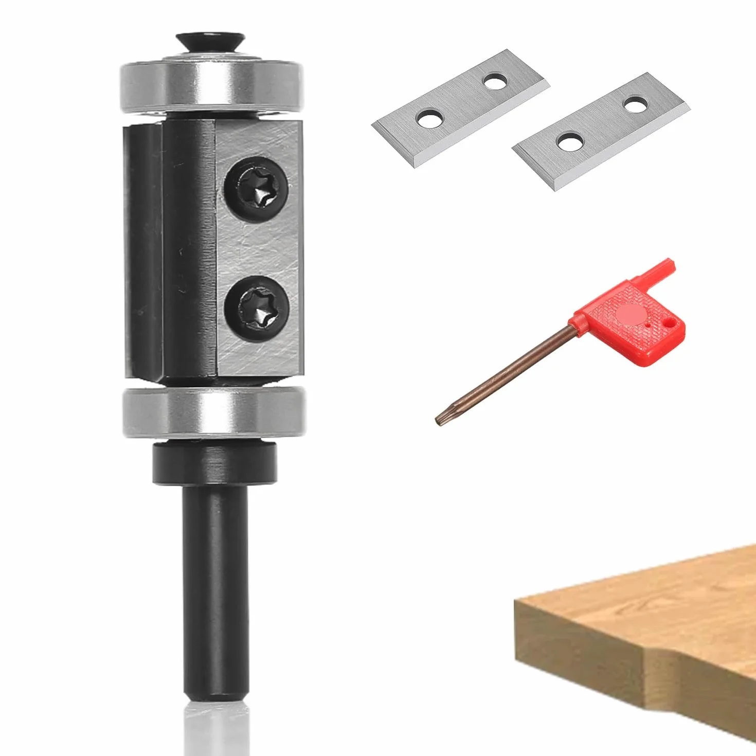 Frese per Legno 8 mm con Inserto Reversibile e 2 Inserti Sostituibili, Fresa a Filo con Cuscinetto, Strumento per Rifilare il Legno – Alta Precisione per la Lavorazione del Legno