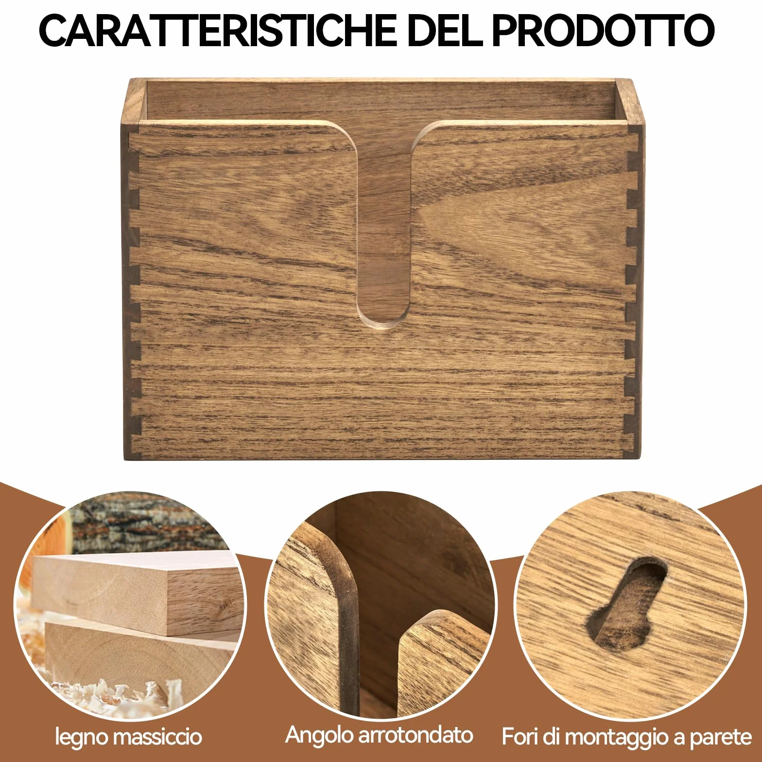 KIRIGEN Porta asciugamani di carta in legno, a parete, per cucina WC bagno, piegatura C Z tripla, giallo-marrone