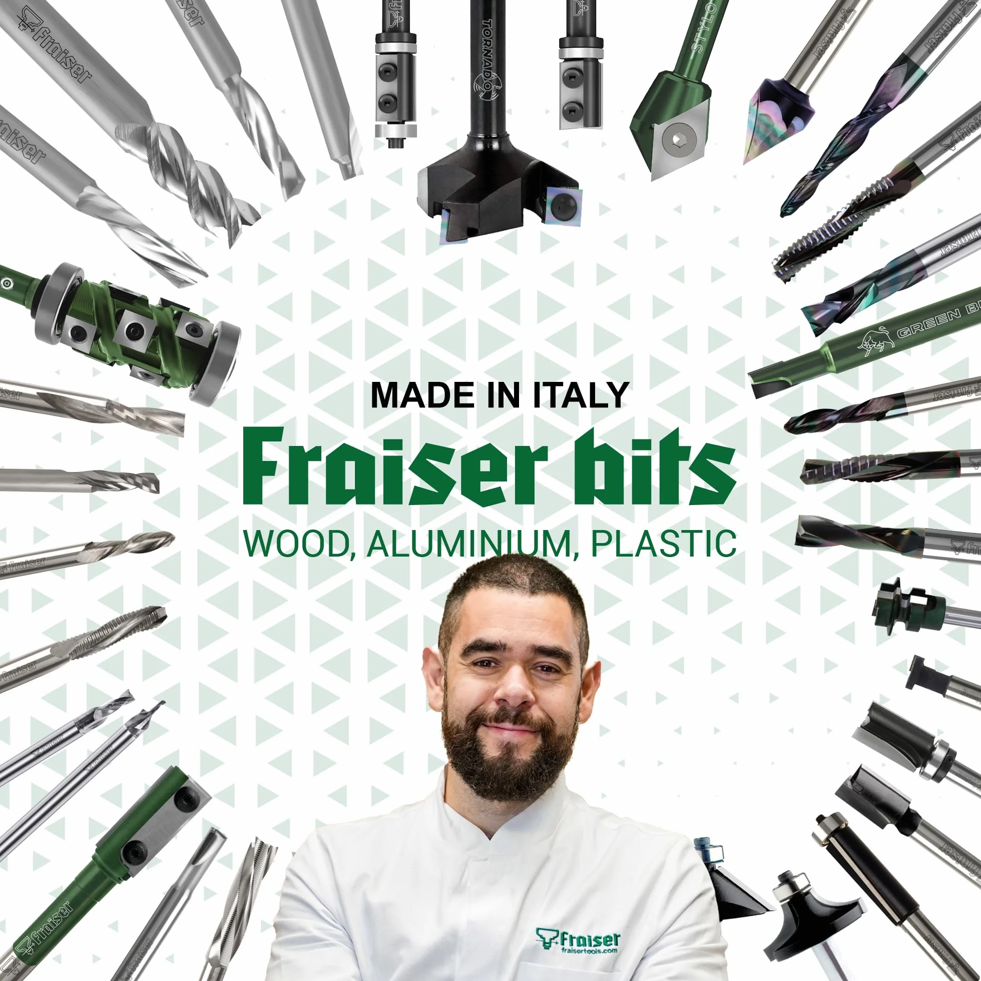 Fraiser Stylo - fresa a V multifunzione con coltellino reversibile per incidere, smussare a 45° e scanalature a 90° su legno, derivati e plastiche, gambo 8 mm, per CNC e fresatrice verticale