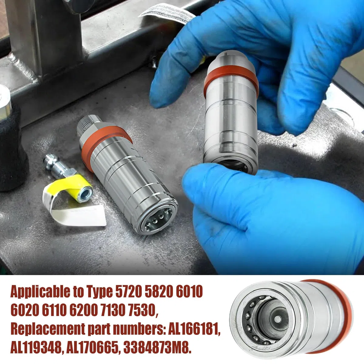 AL166181 Accoppiatore rapido idraulico, disinnesto rapido idraulico con cappuccio antipolvere Accoppiatore rapido idraulico agricolo con guarnizione O-Ring sostituisce AL119348, AL170665, 3384873M8