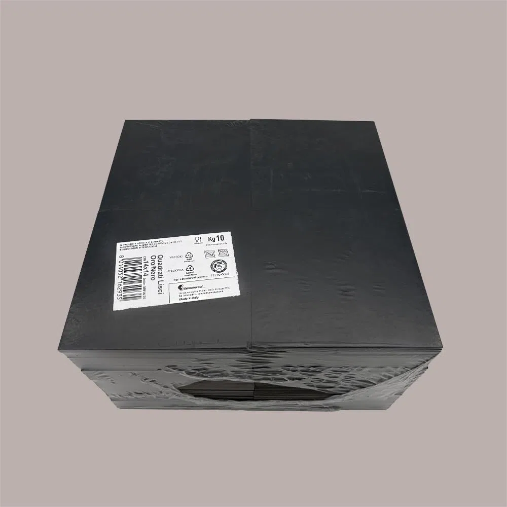Tavoletta Vassoio Rigido Sottotorta Dolce in Cartoncino Alimentare Oro e Nero 14x14 cm 10 Kg Lucgel