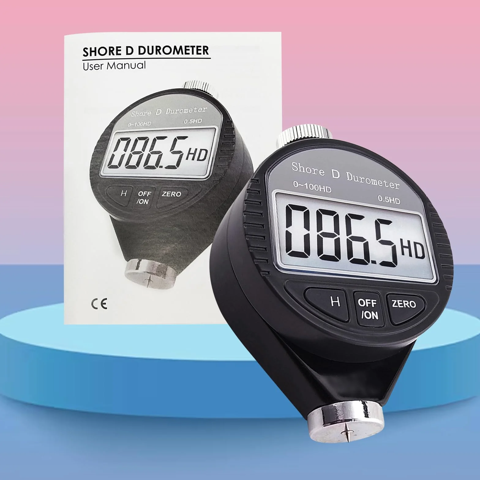 Digitale Palmare Shore D Gomma Plastica Durezza Tester 0-100HD Durometro con Data Hold e Auto Calibrazione