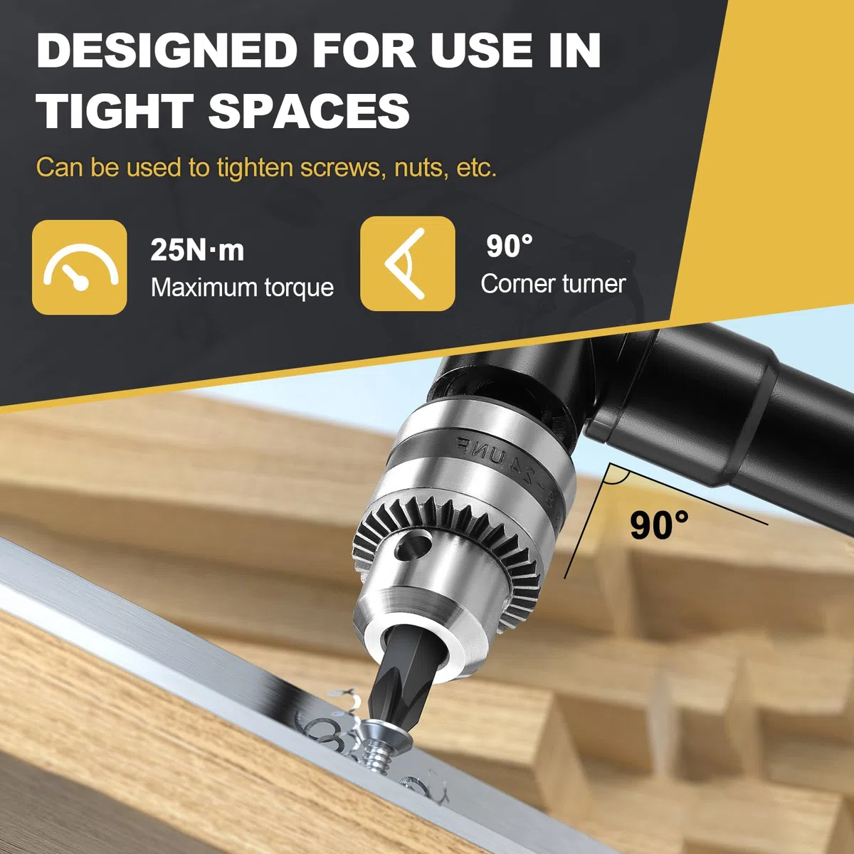 Gueenky Punta per trapano angolare a 90 gradi con mandrino a sgancio rapido, 1 – 10 mm, adattatore per trapano angolare, attacco angolare da 8 mm