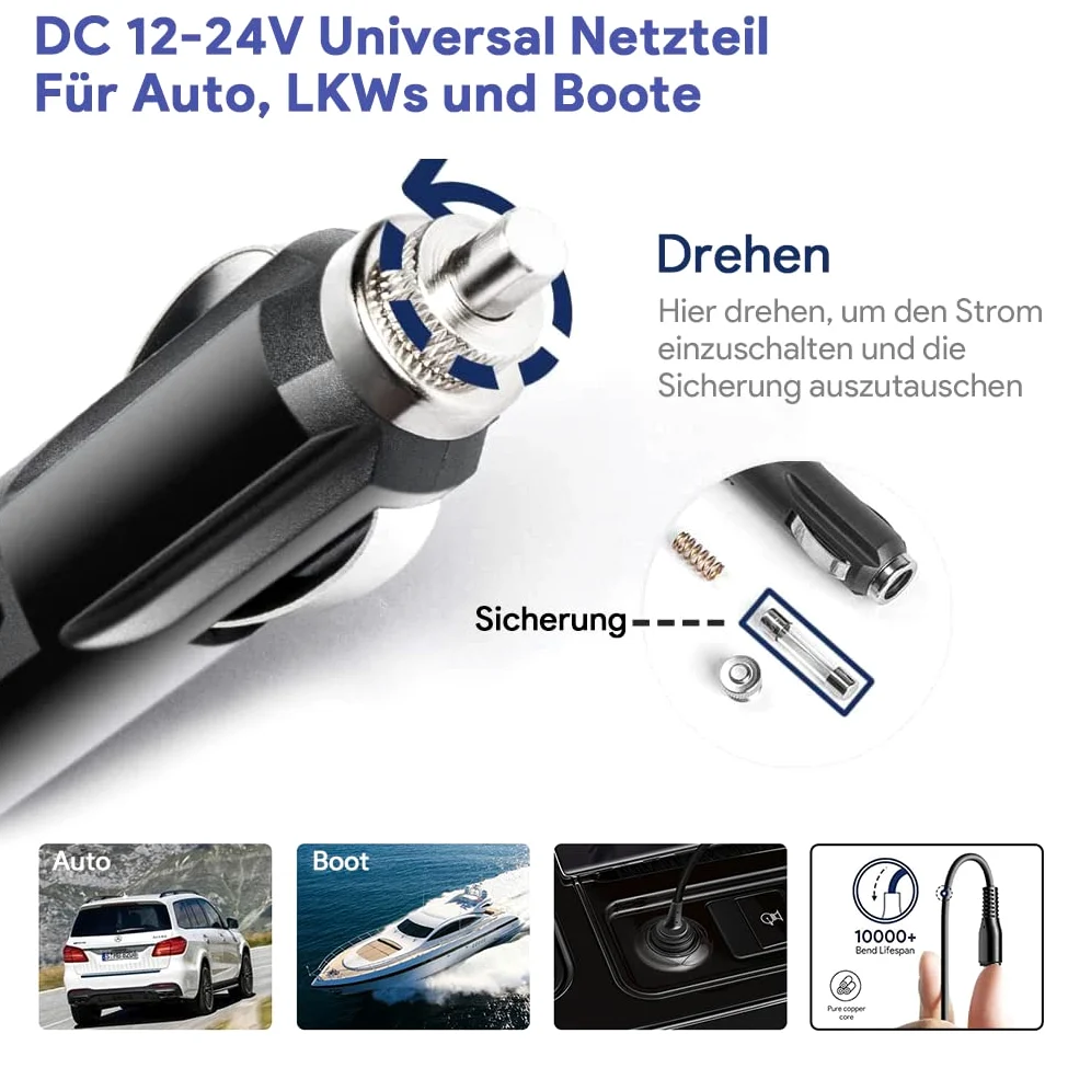 KFD 90W Caricabatteria da auto Per ResMed Airsense 10 Air Sense S10 Adattatore Alimentazione Caricatore 12-24V DC Caricatore Per Auto Resmed S10 370001 Resmed Alimentatore