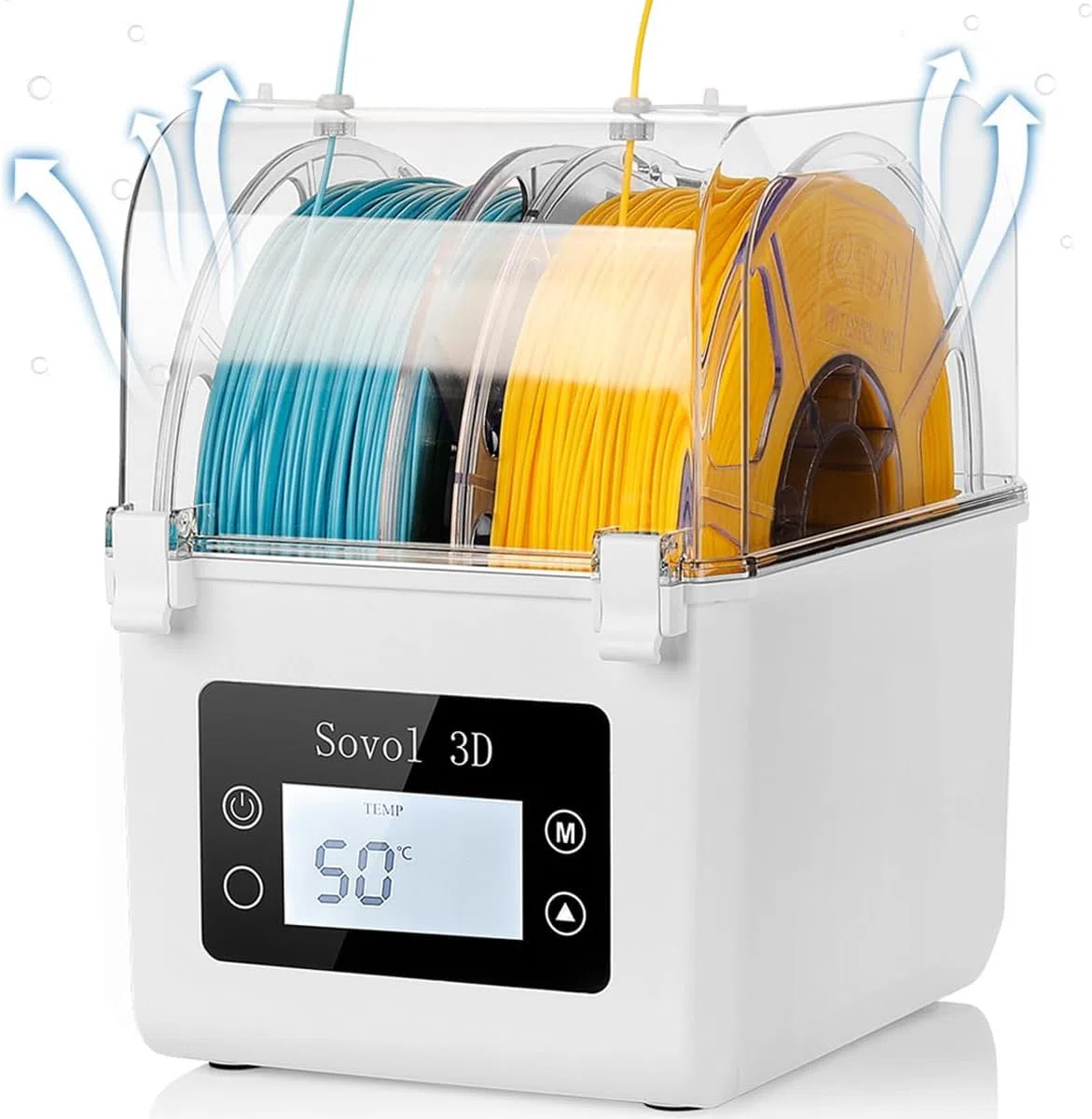 Sovol SH01 Essiccatore Filamento 3D Filament Dryer per 2 bobine di filamento 3D per PLA/ABS/TPU/altri materiali di stampa 3D, Bianco