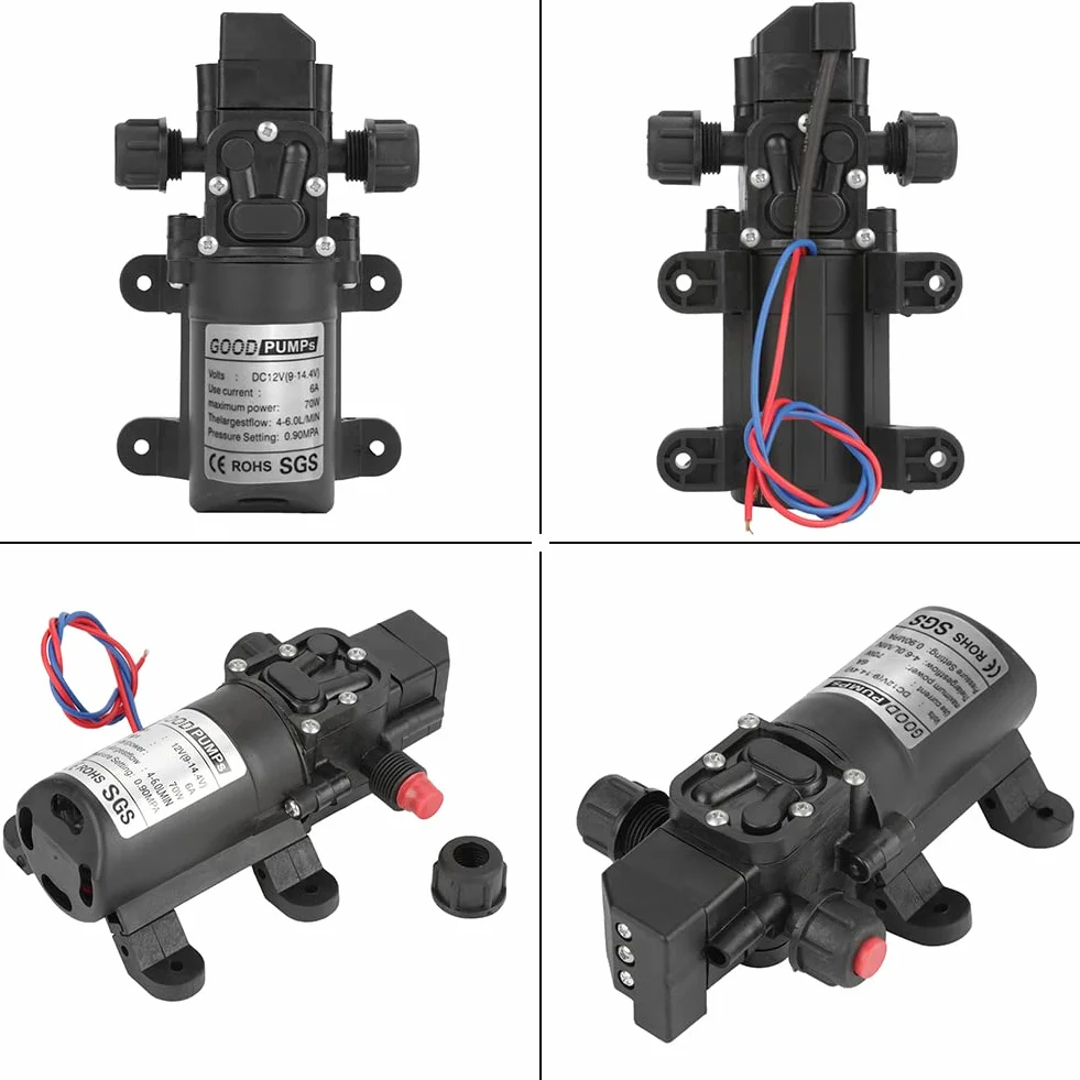 DC 12V 0.9Mpa 4-6L/Min Acqua Ad Alta Pressione Diaframma 70W Pompa autoadescante