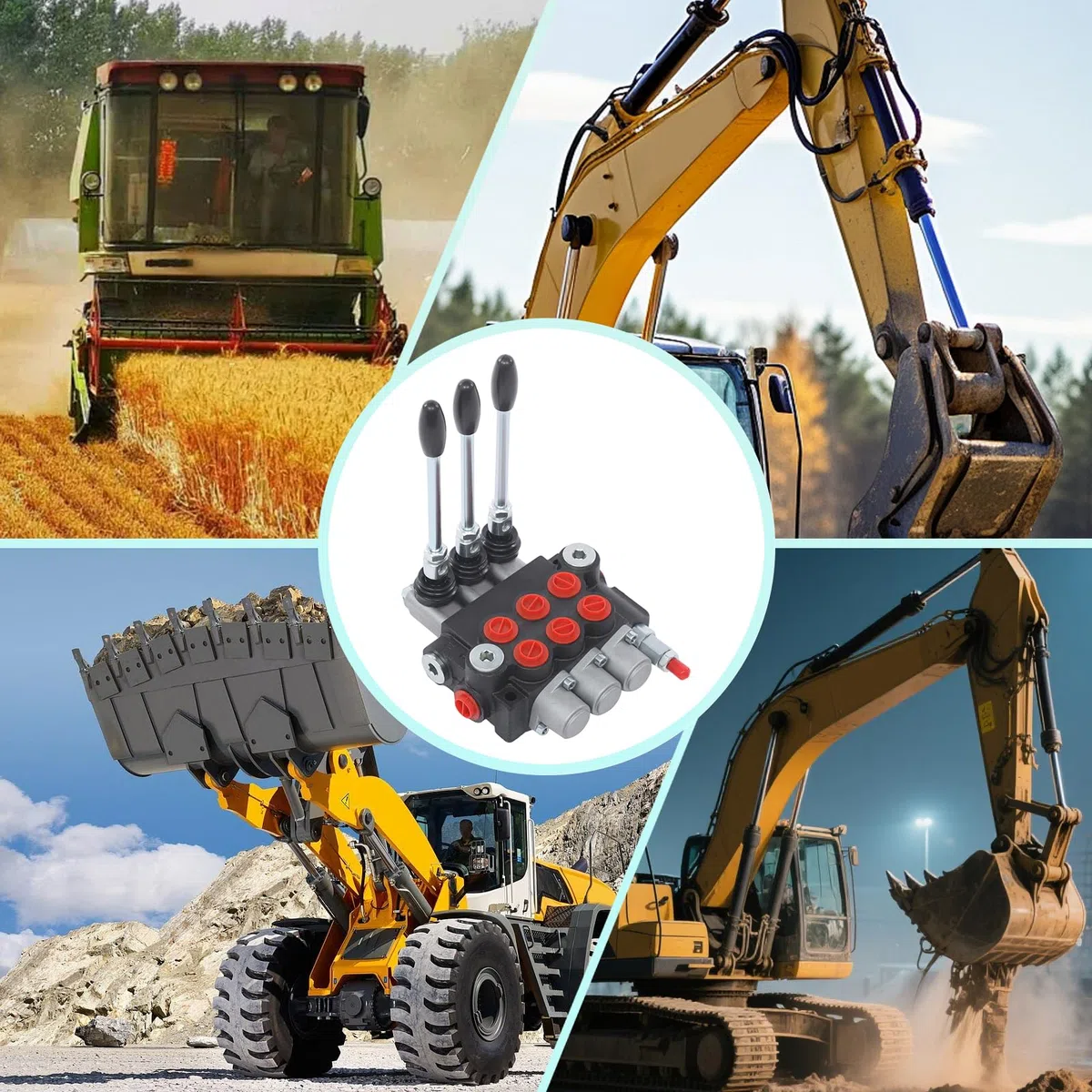Valvola idraulica a 3 vie Idrauliche, 40L/min, doppia azione, controllo manuale, valvola direzionale idraulica con design regolabile, per trattori, caricatori e macchine da costruzione