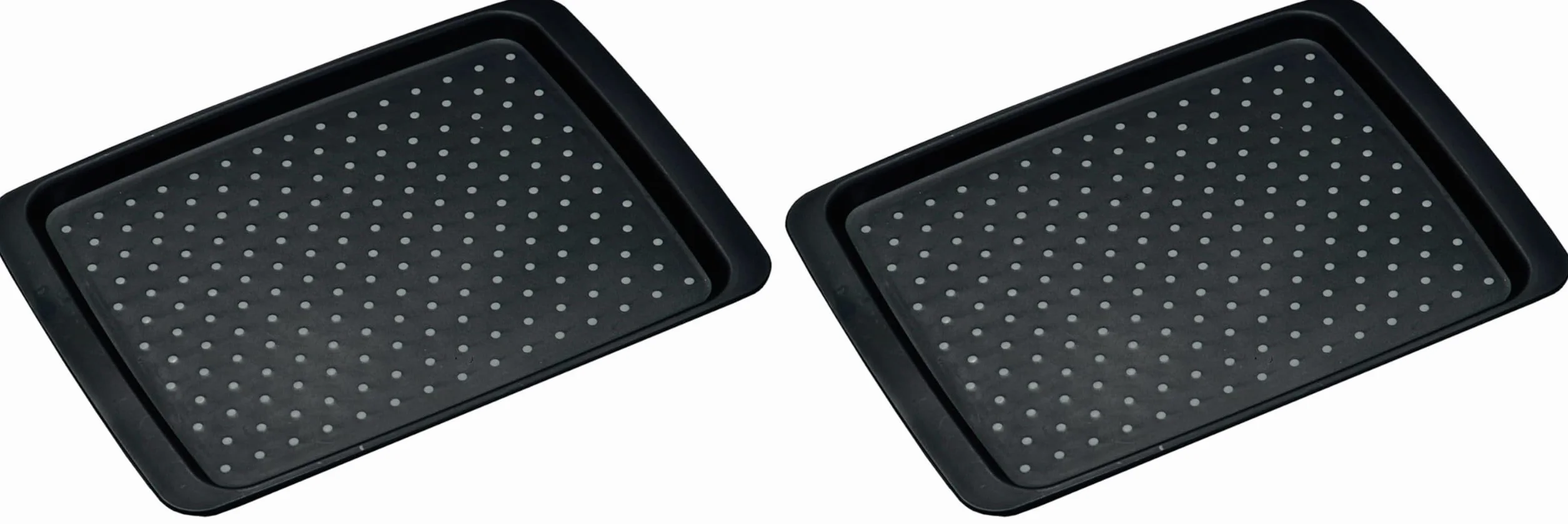 Kesper 77221 Vassoio Antiscivolo in plastica, Colore: Nero, 35 x 26 x 2 cm (Confezione da 2)